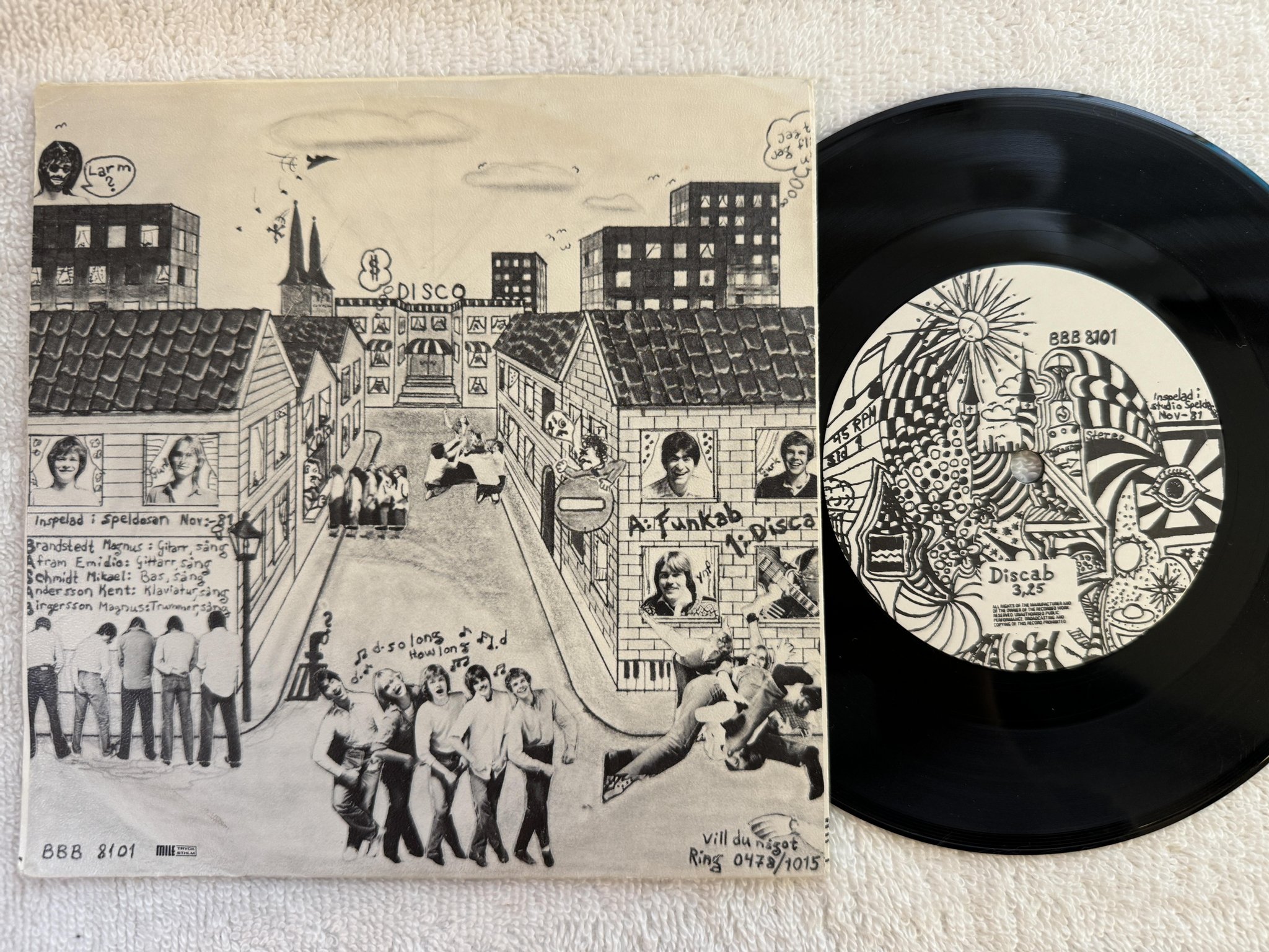 Omslagsbild för skivan BASAB BROTHERS BAND Funcab 7" -81 Swe BBB8101 *** FUNK / SOUL ***