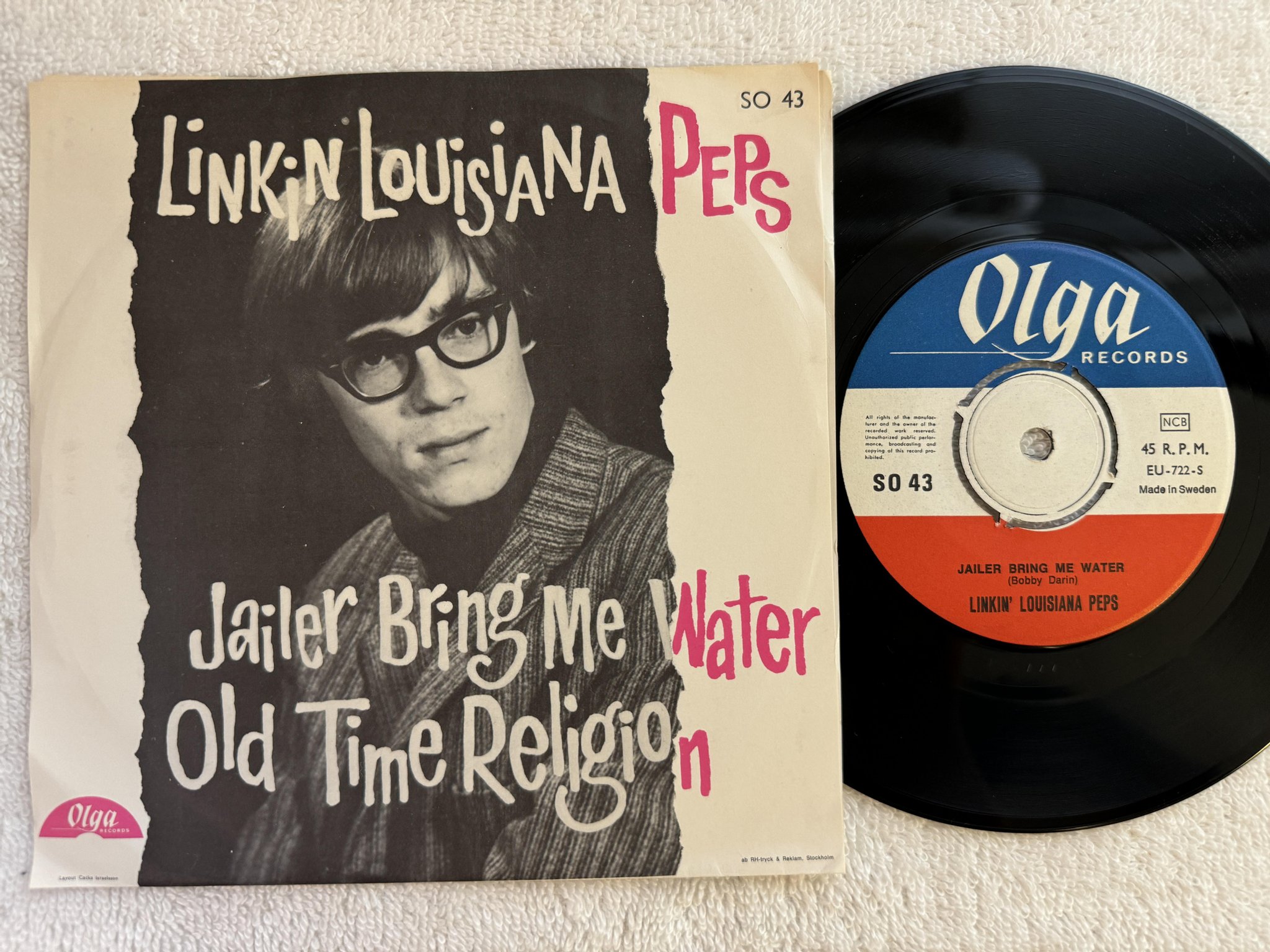 Omslagsbild för skivan LINKIN LOUISIANA PEPS jailer bring me water 7" -66 Swe OLGA SO 43