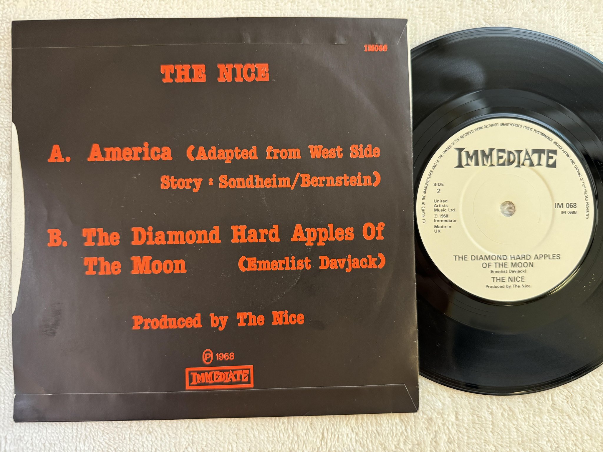 Omslagsbild för skivan THE NICE America 7" UK IMMEDIATE IM 068
