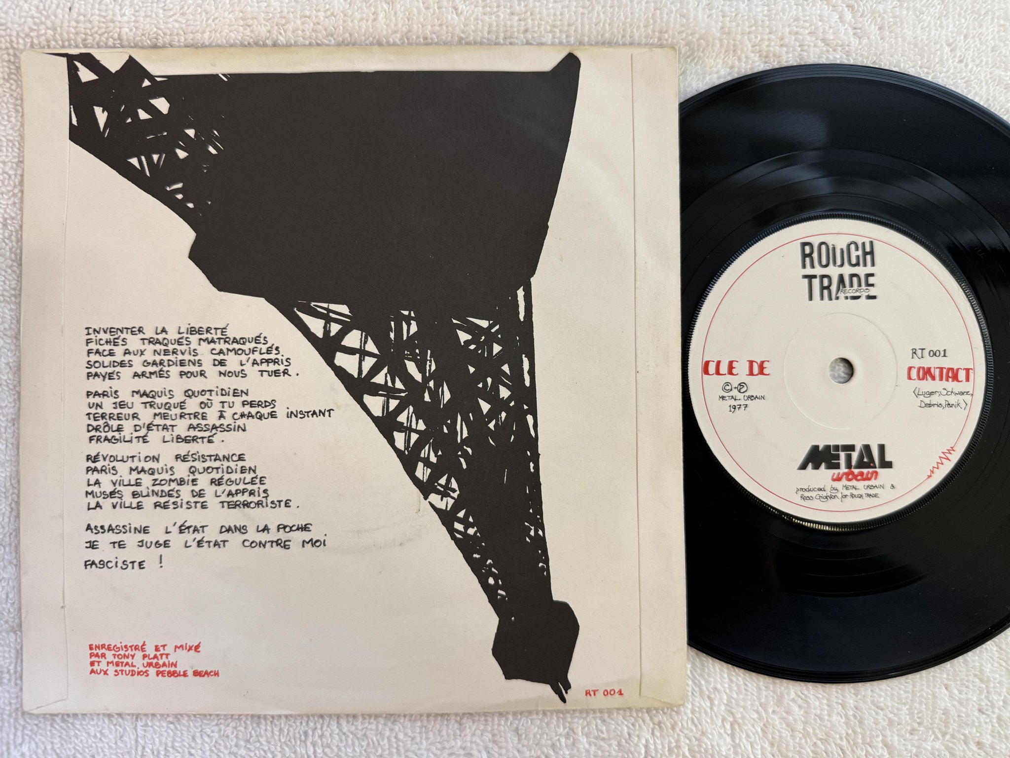 Omslagsbild för skivan METAL URBAIN Paris Maquis 7" -77 ROUGH TRADE RT 001