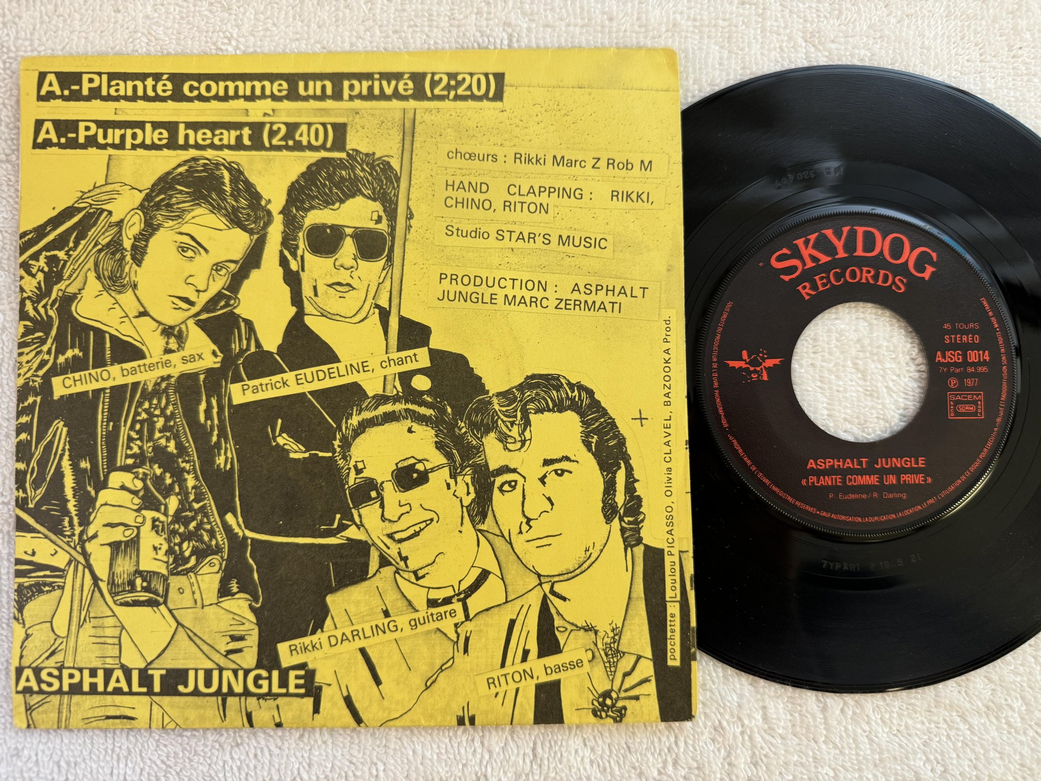 Omslagsbild för skivan ASPHALT JUNGLE Planté Comme Un Privé 7" -78 fra SKYDOG AJSG 0014