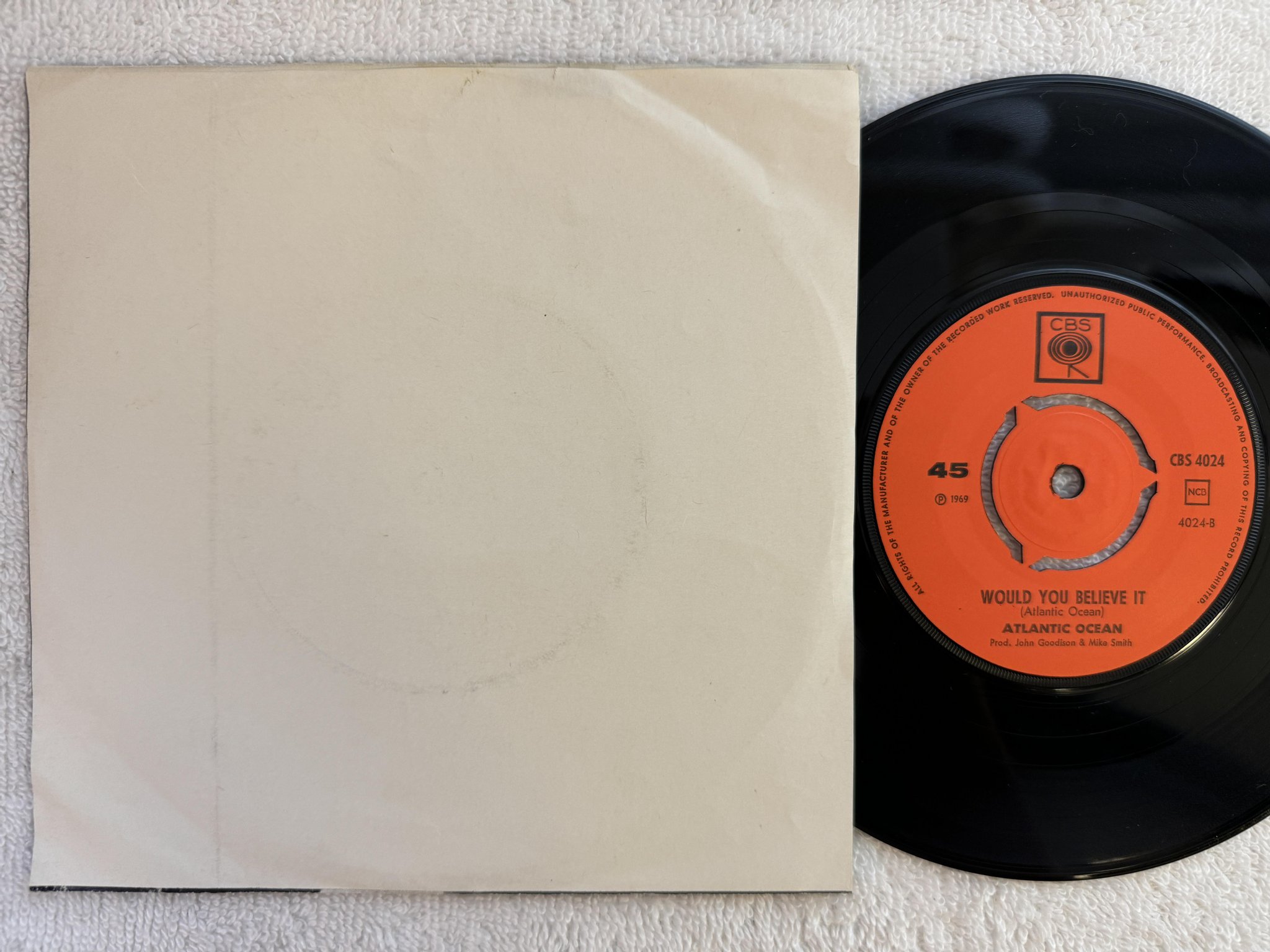 Omslagsbild för skivan ATLANTIC OCEAN Your Sister Juliet 7" -69 Swe CBS 4024 *** PSYCH / MOD ***