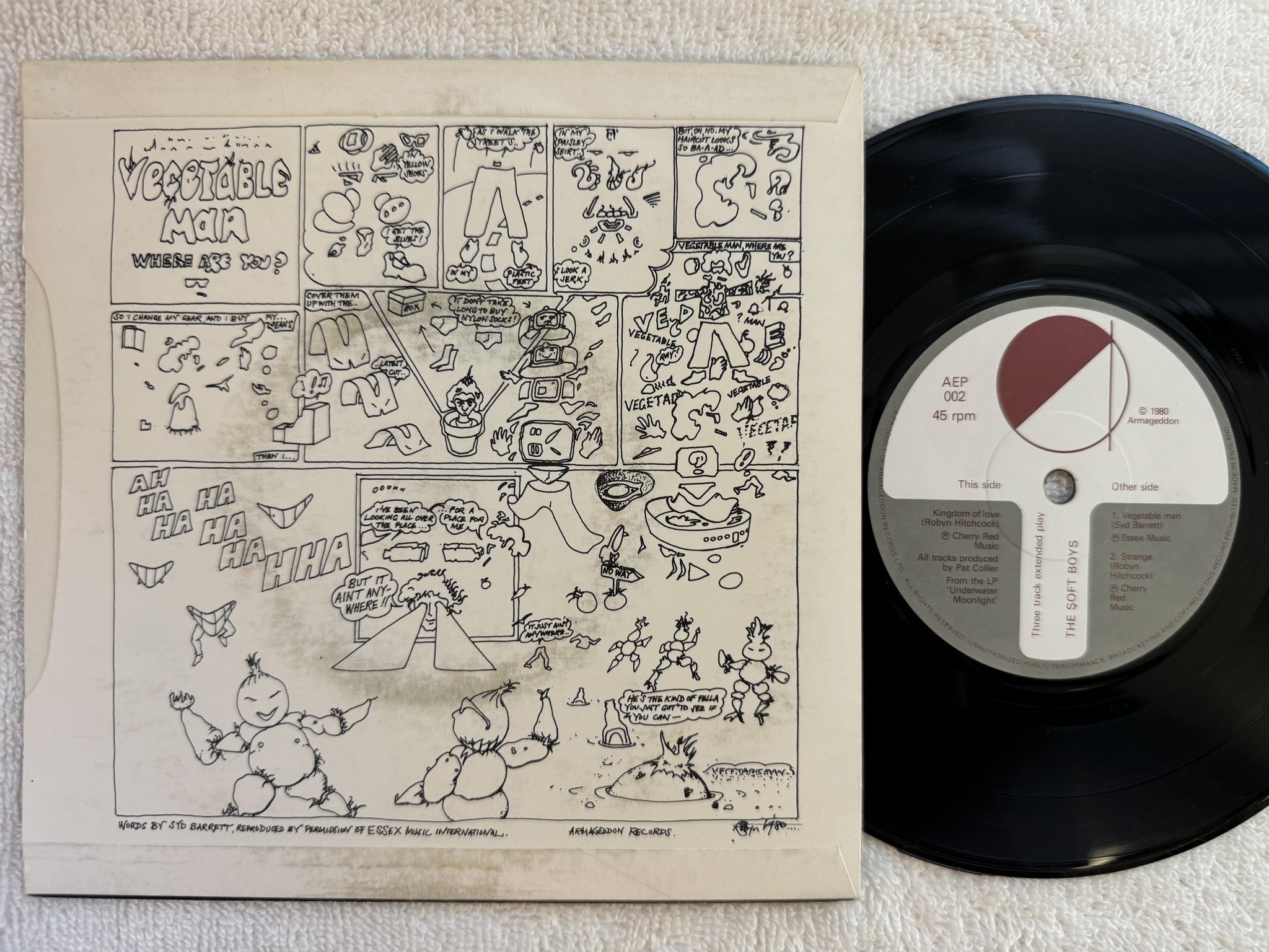 Omslagsbild för skivan SOFT BOYS Near The Soft Boys 7" -80 UK armageddon AEP 002