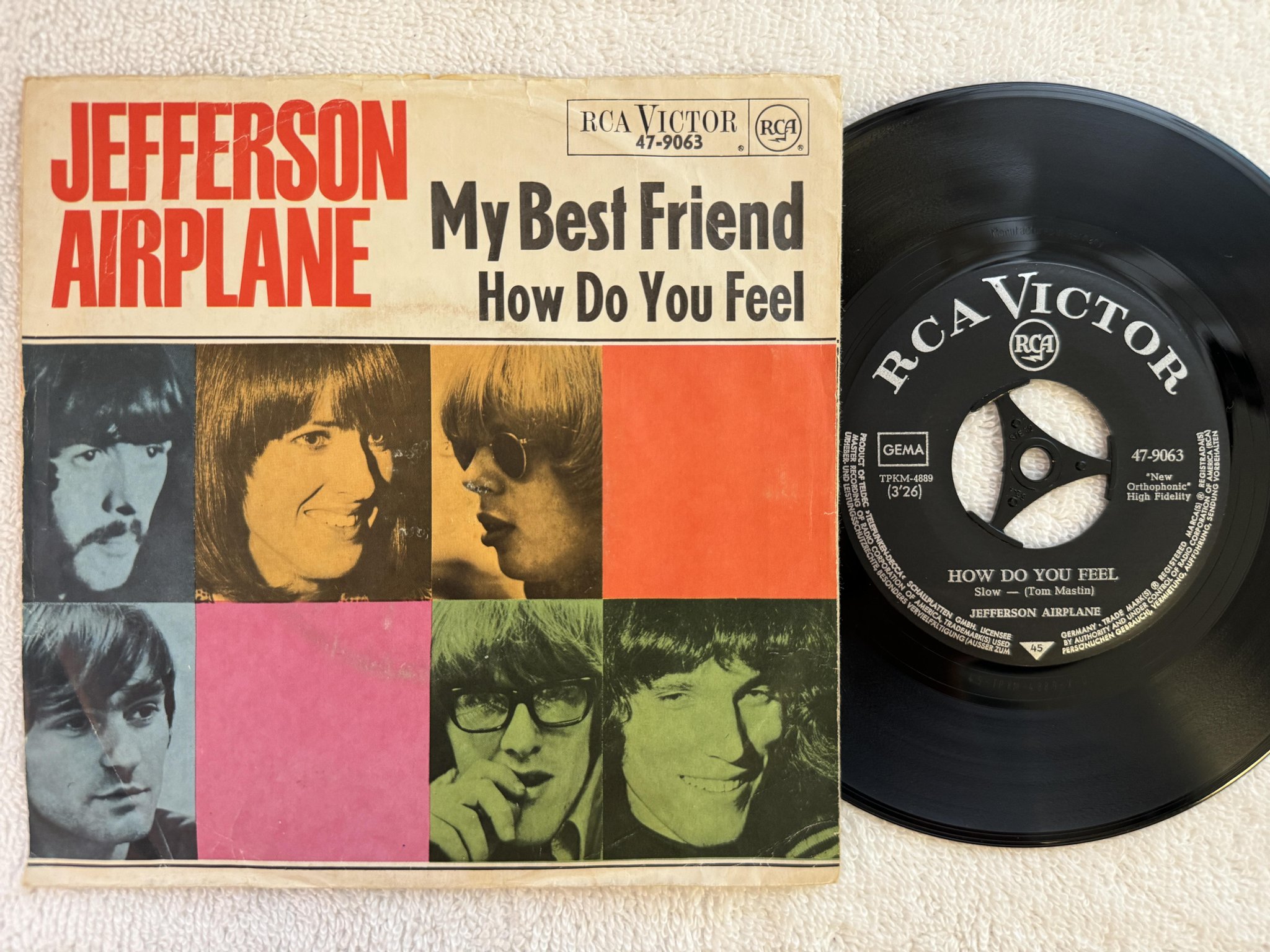 Omslagsbild för skivan JEFFERSON AIRPLANE my best friend 7" Ger RCA 47-9063