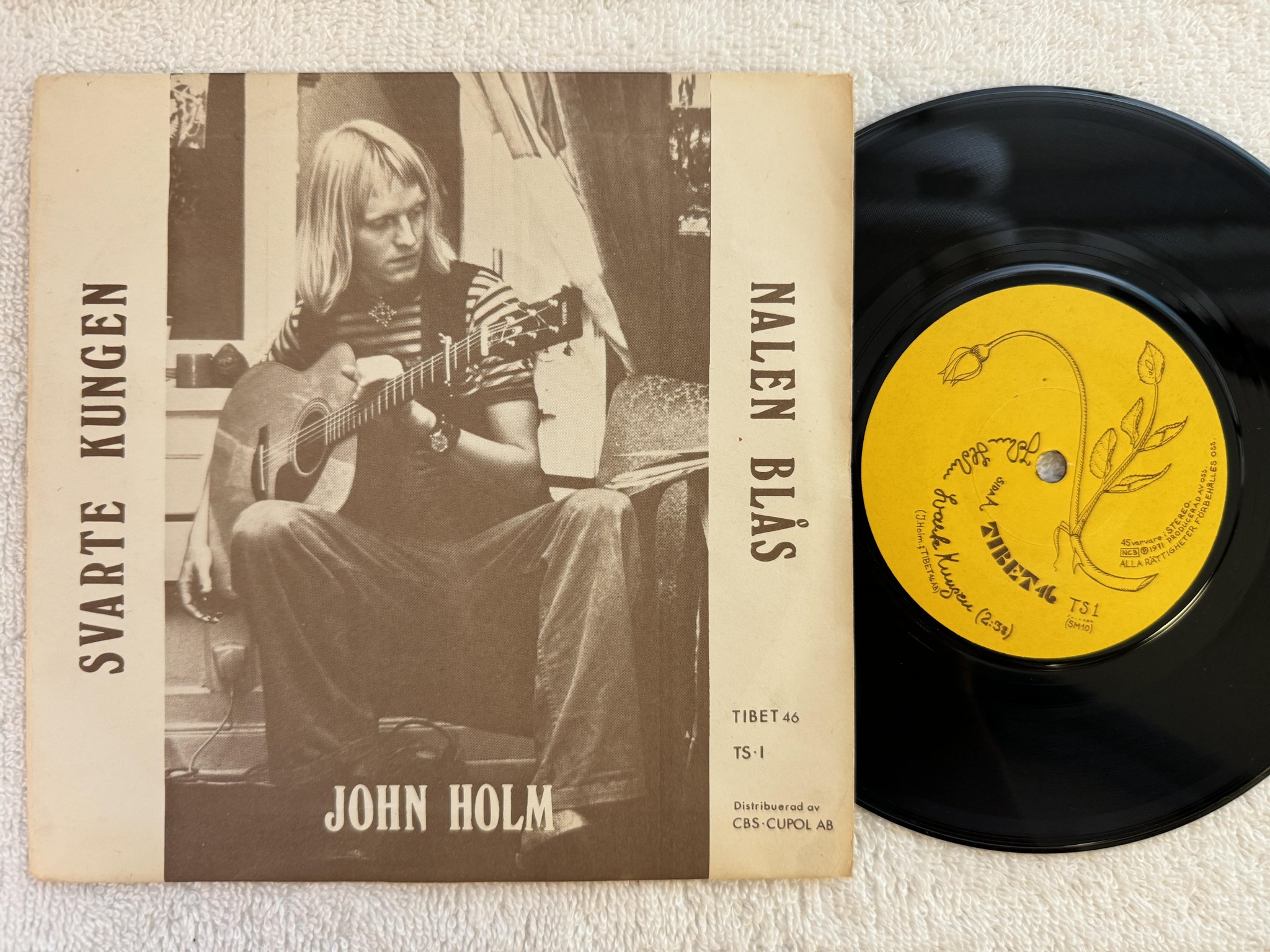 Omslagsbild för skivan JOHN HOLM svarte kungen 7" -71 Swe TIBET 46 TS-1