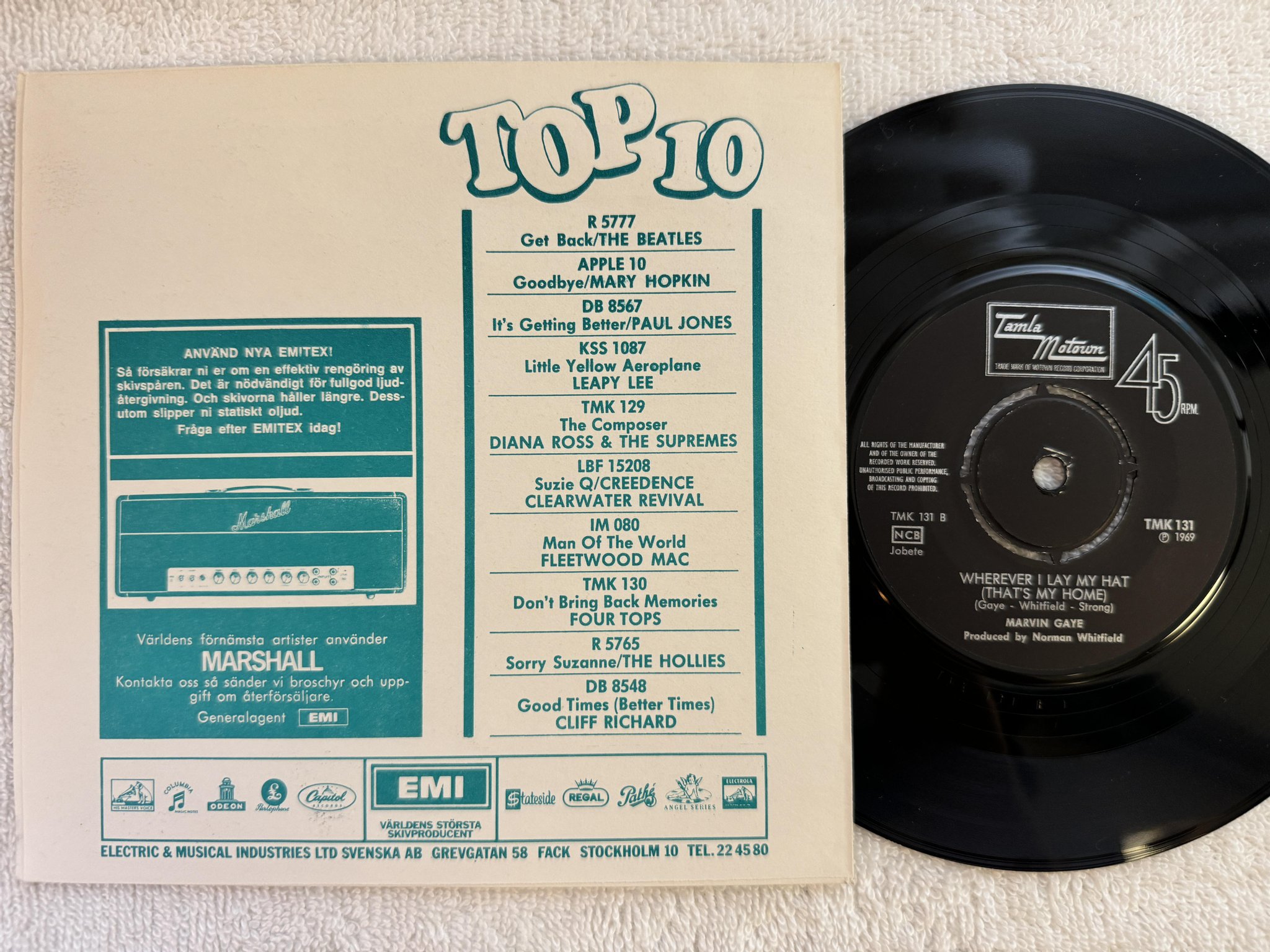 Omslagsbild för skivan MARVIN GAYE to busy thinking about my baby 7" -69 Swe TAMLA MOTOWN TMK-131