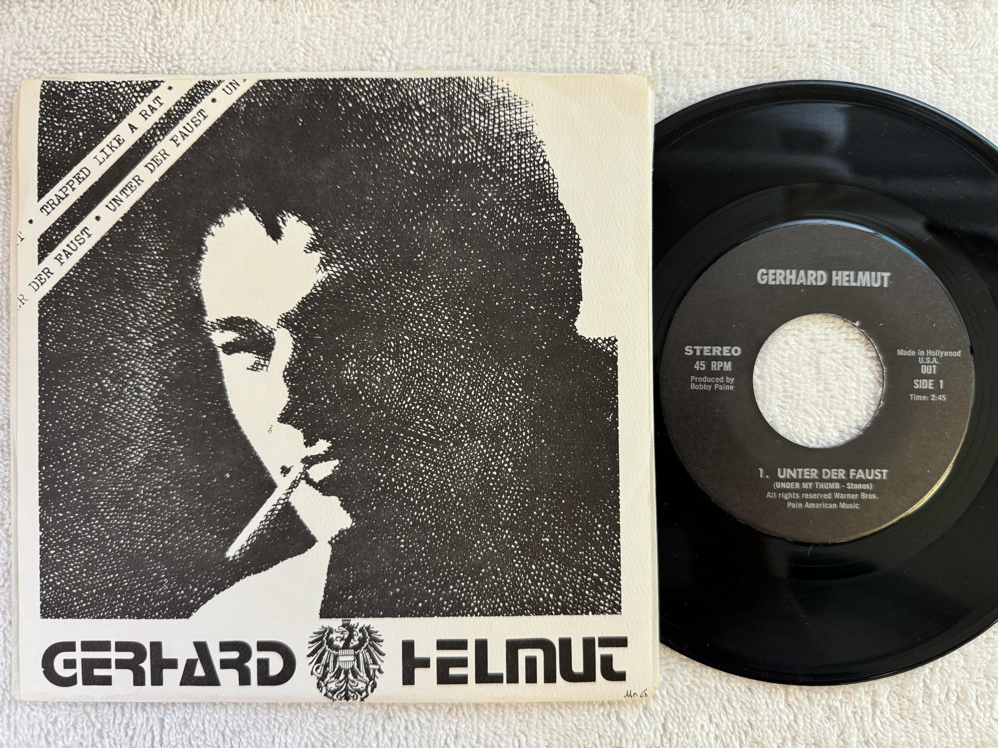 Omslagsbild för skivan GERHARD HELMUT unter der faust 7" -77 US PRIVATE PRESSING 001