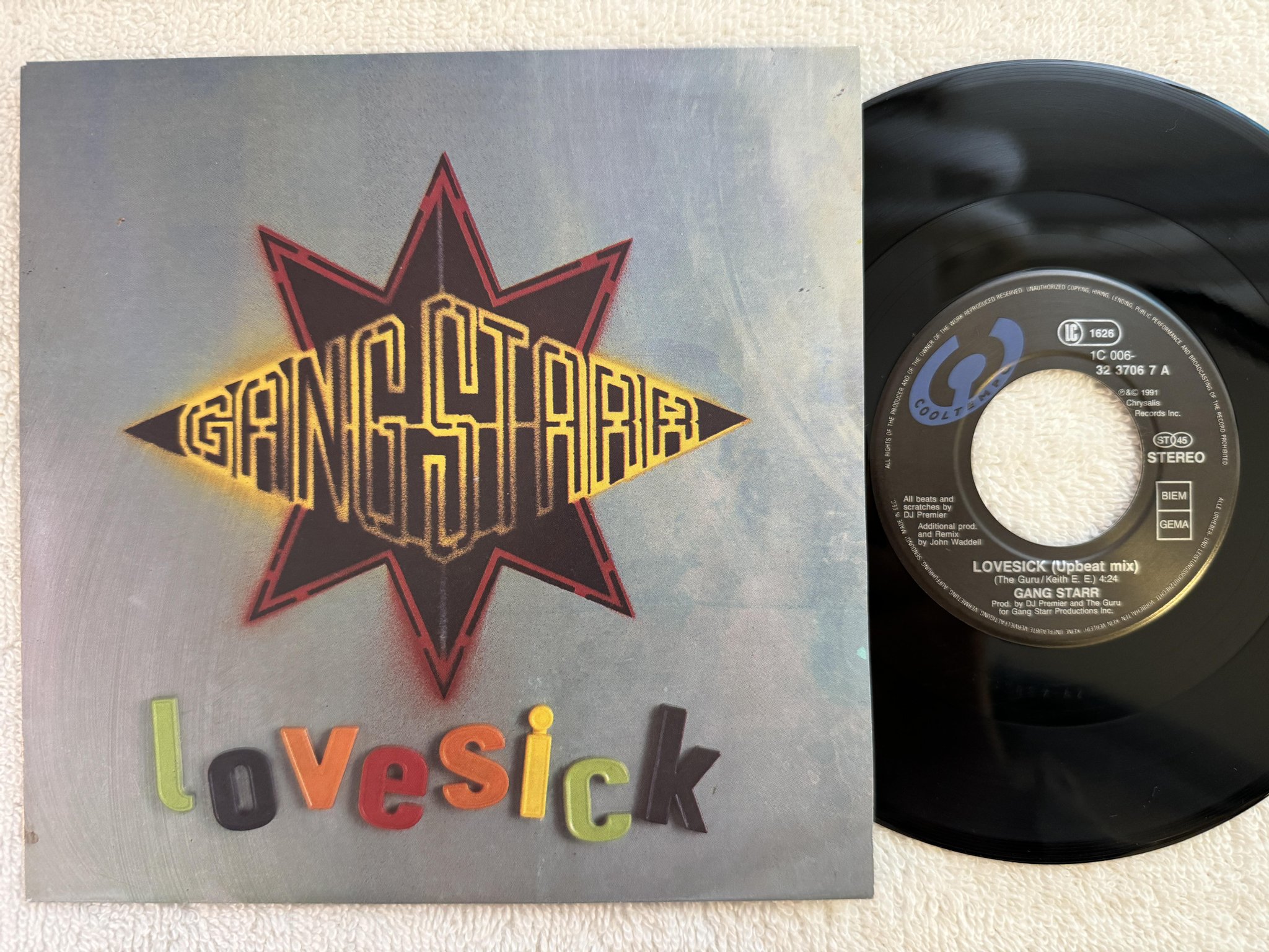 Omslagsbild för skivan GANG STARR lovesick 7" -91 COOLTEMPO 1c 006-3237067