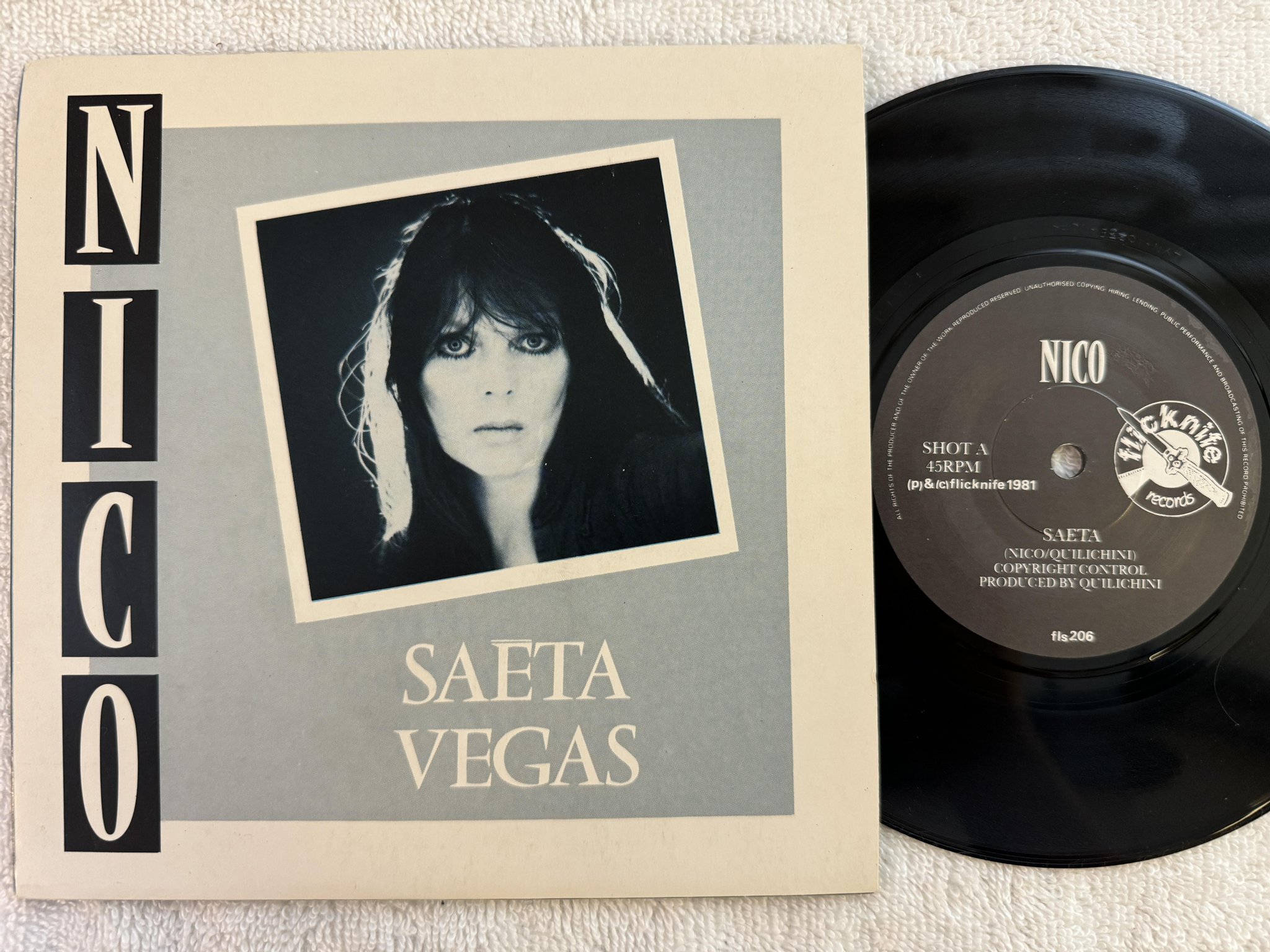 Omslagsbild för skivan NICO Saeta 7" -81 FLICKNIFE FLS 206