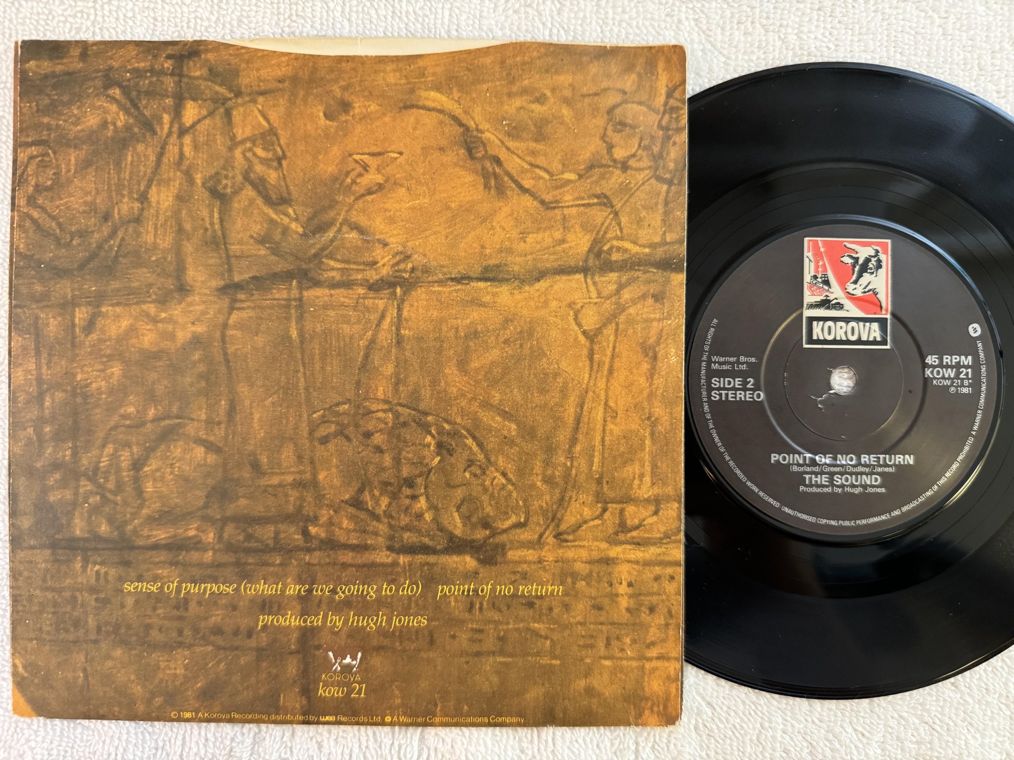 Omslagsbild för skivan THE SOUND sense of purpose 7" -81 KOROVA KOW 21