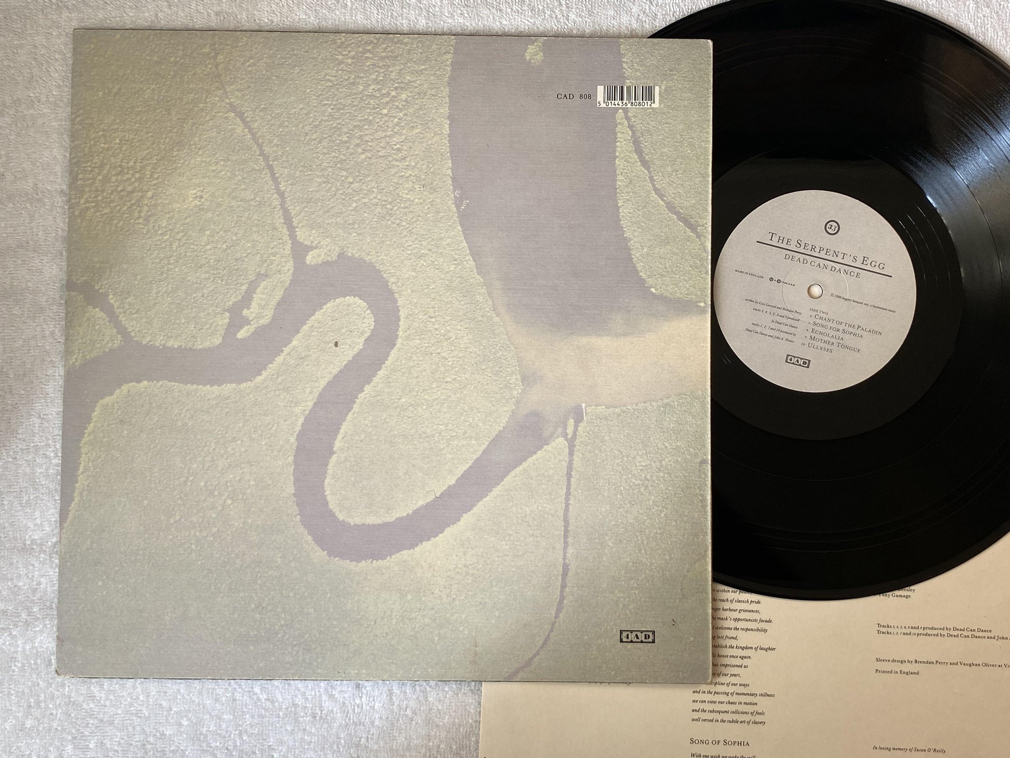 Omslagsbild för skivan DEAD CAN DANCE the serpent's egg LP -88 4AD CAD 808