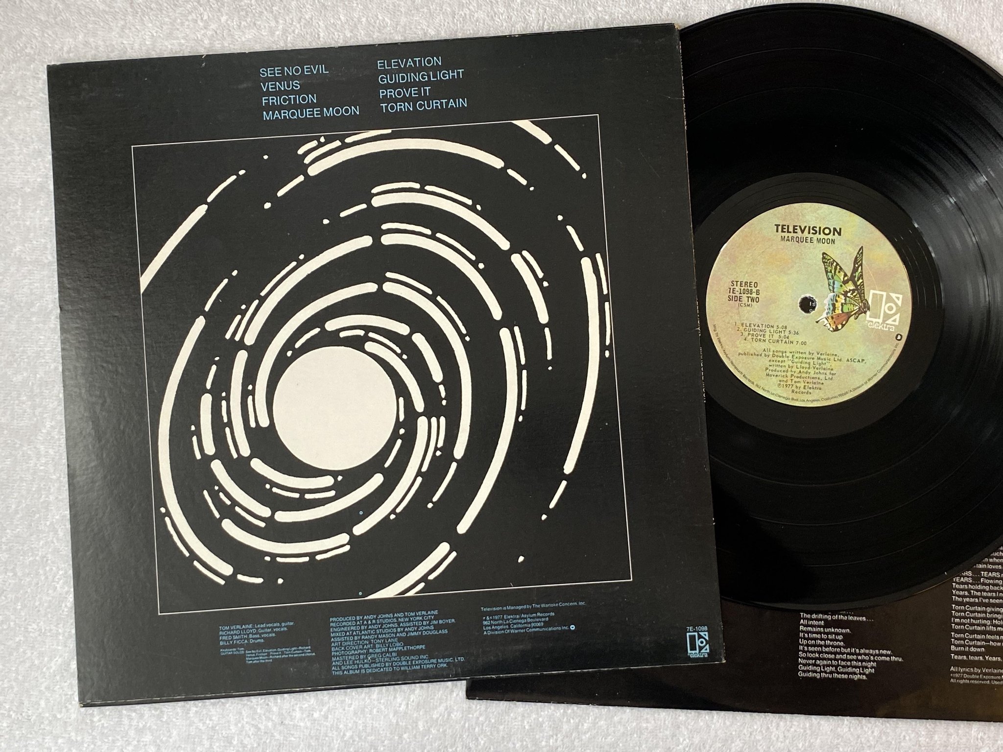 Omslagsbild för skivan TELEVISION marquee moon LP -77 US ELEKTRA 7E 1098 *** CLASSIC ALBUM ***