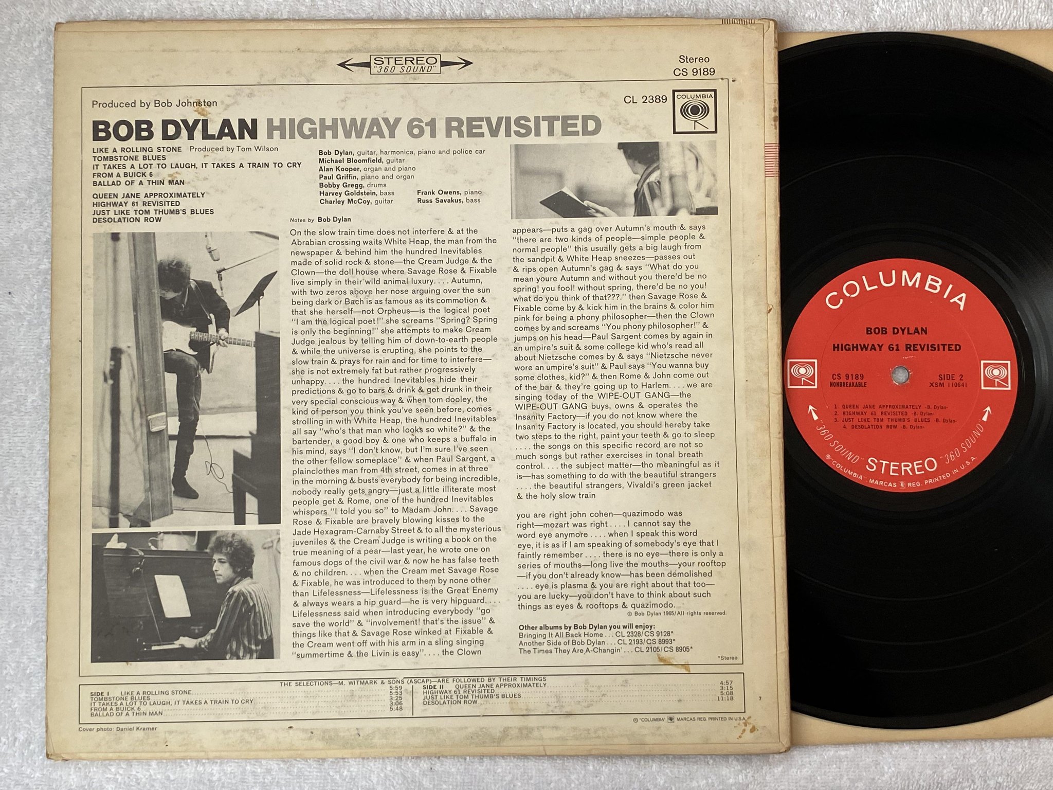Omslagsbild för skivan BOB DYLAN Highway 61 Revisited LP -65 US COLUMBIA CS 9189 *** 1A/2B ***
