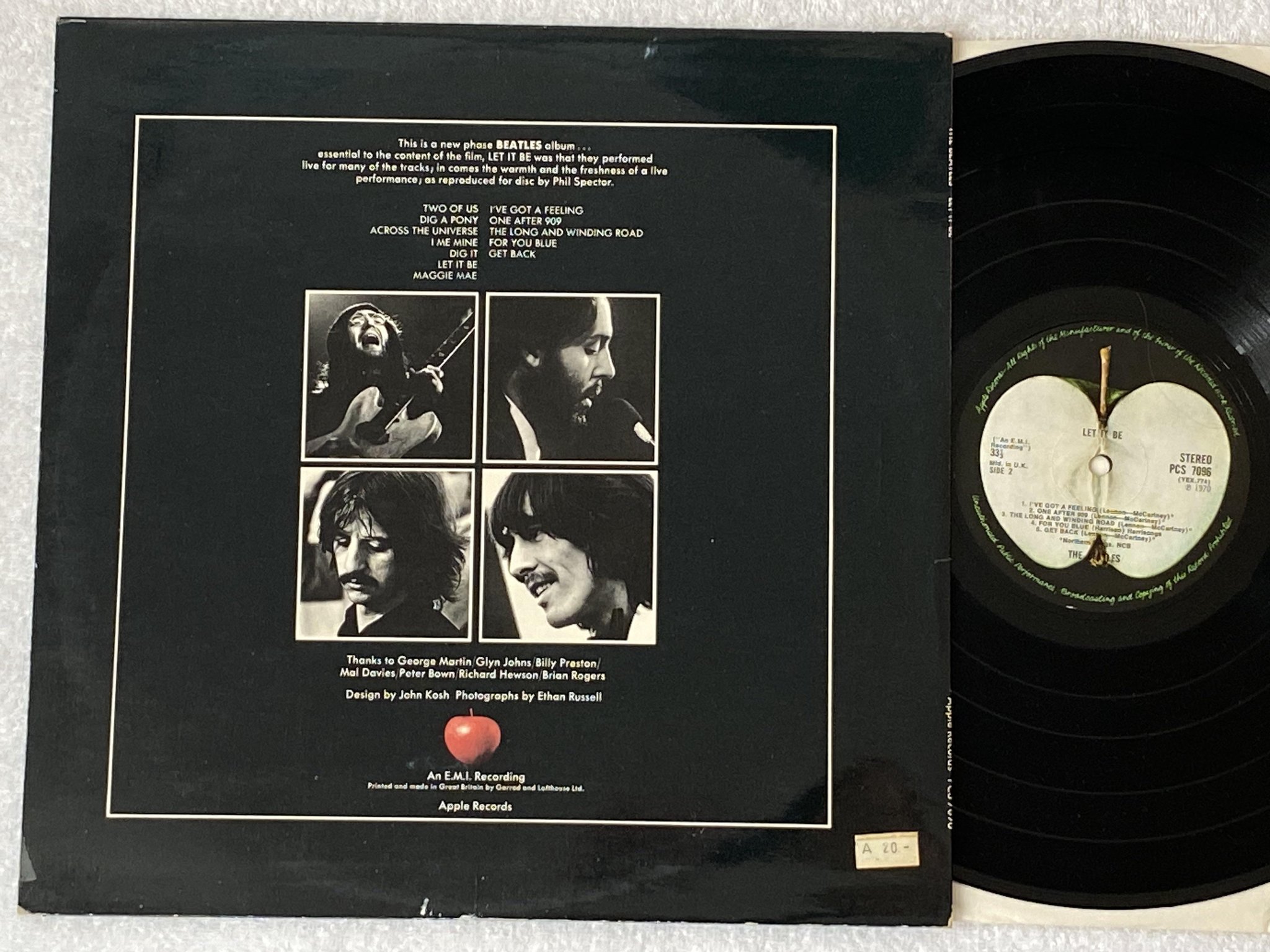 Omslagsbild för skivan THE BEATLES let it be LP -70 UK APPLE PCS 7096
