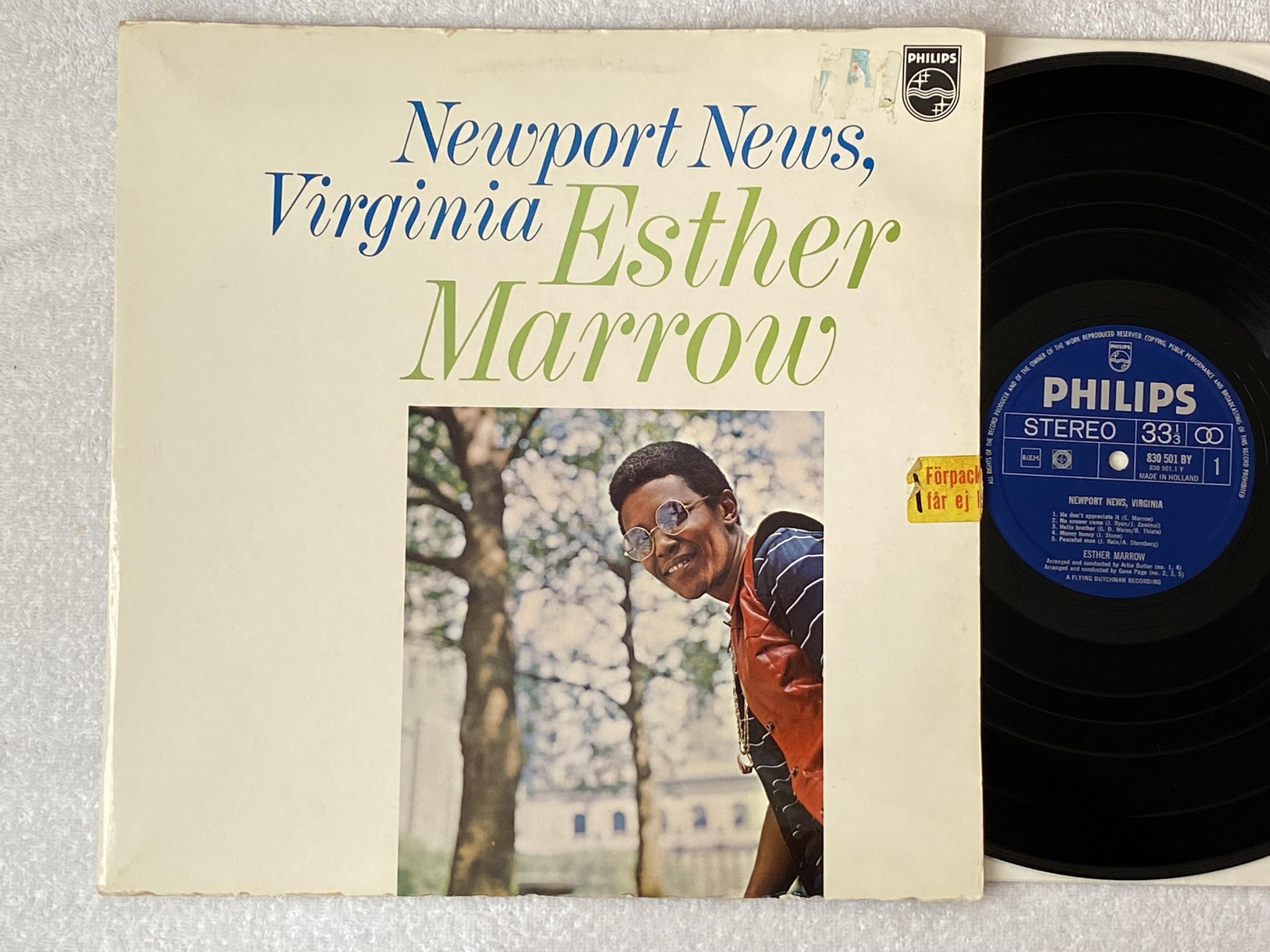 Omslagsbild för skivan ESTHER MARROW Newport news, Virginia LP -69 Hol PHILIPS 830 501 BY *** MAMA ***