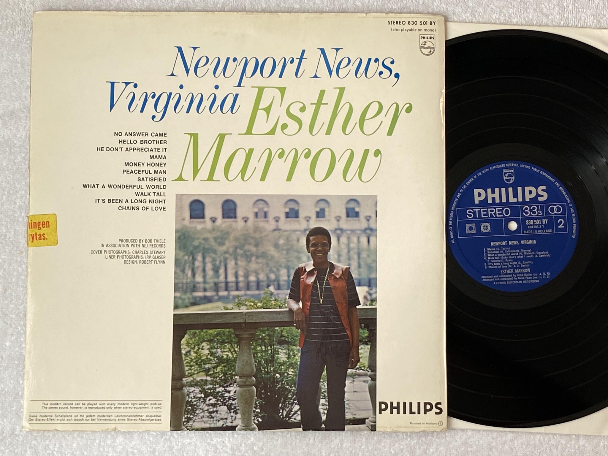 Omslagsbild för skivan ESTHER MARROW Newport news, Virginia LP -69 Hol PHILIPS 830 501 BY *** MAMA ***