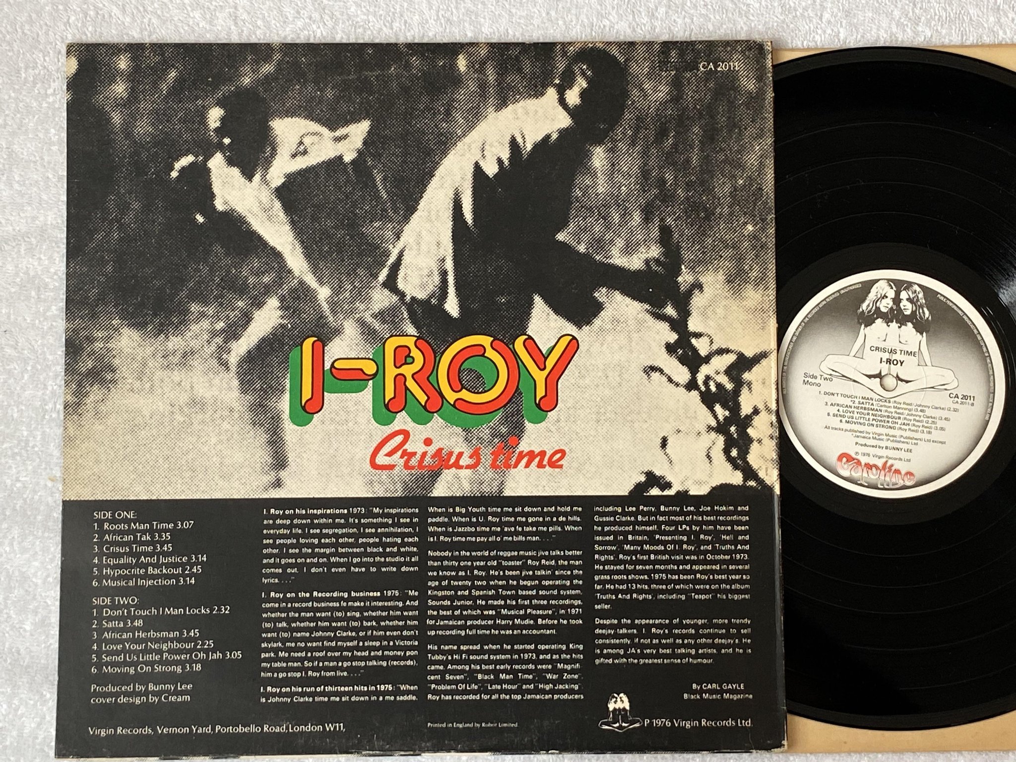 Omslagsbild för skivan I-ROY crisus time LP -76 UK VIRGIN CA 2011