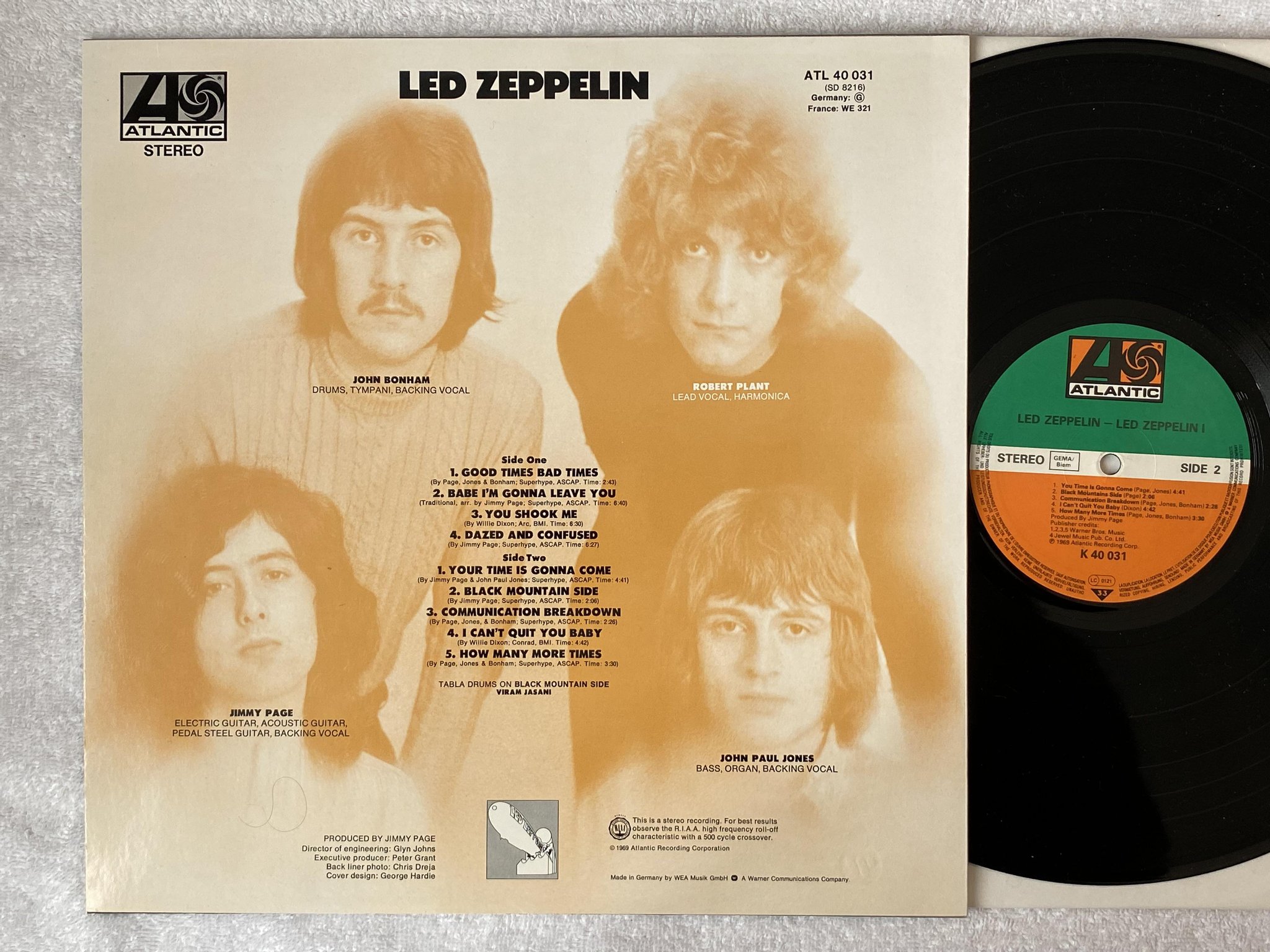Omslagsbild för skivan LED ZEPPELIN s/t LP re Ger ATLANTIC K 40031