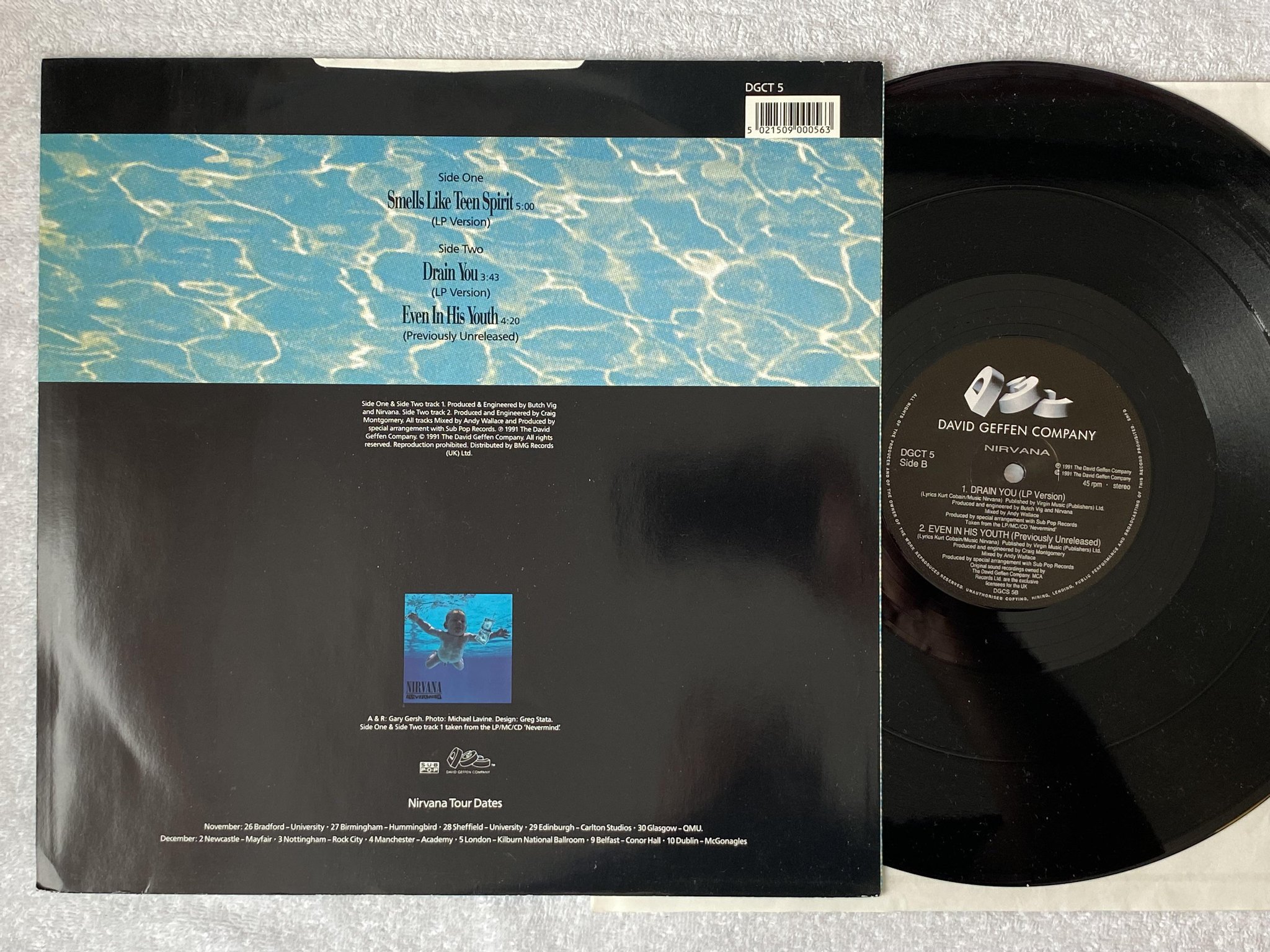 Omslagsbild för skivan NIRVANA Smells Like Teen Spirit 12"single -91 UK DGC DGCT 5 *** CLASSIC ***