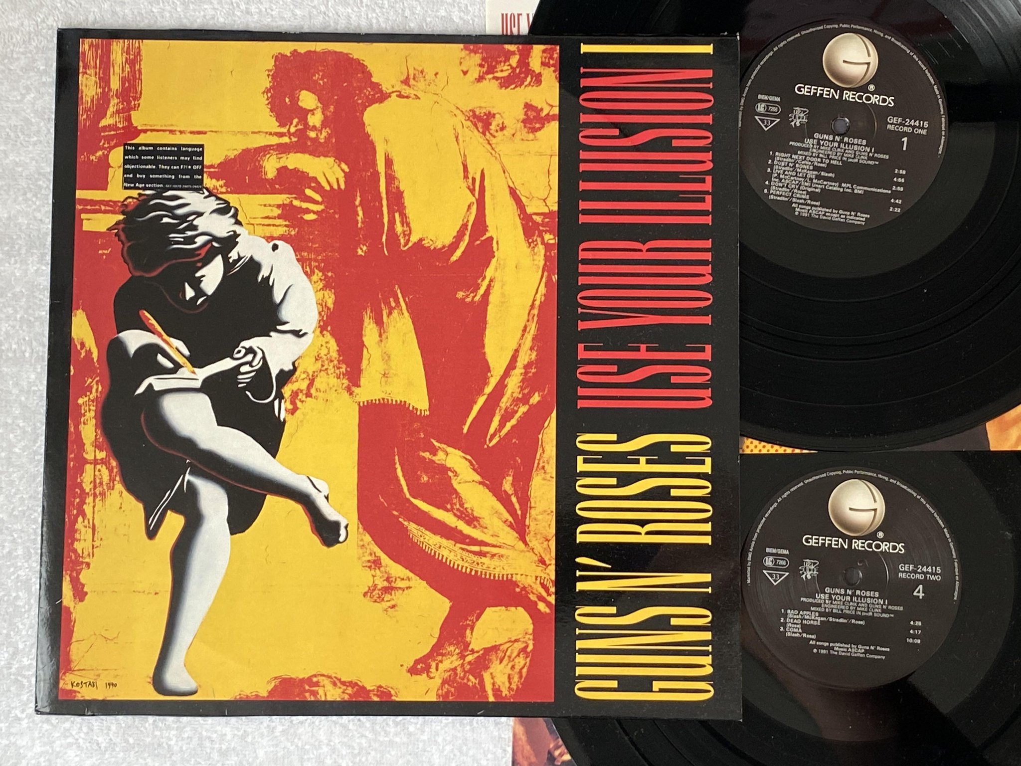 Omslagsbild för skivan GUNS N ROSES use your illusion I 2xLP -91 GEFFEN GEF-24415 *** killer album ***