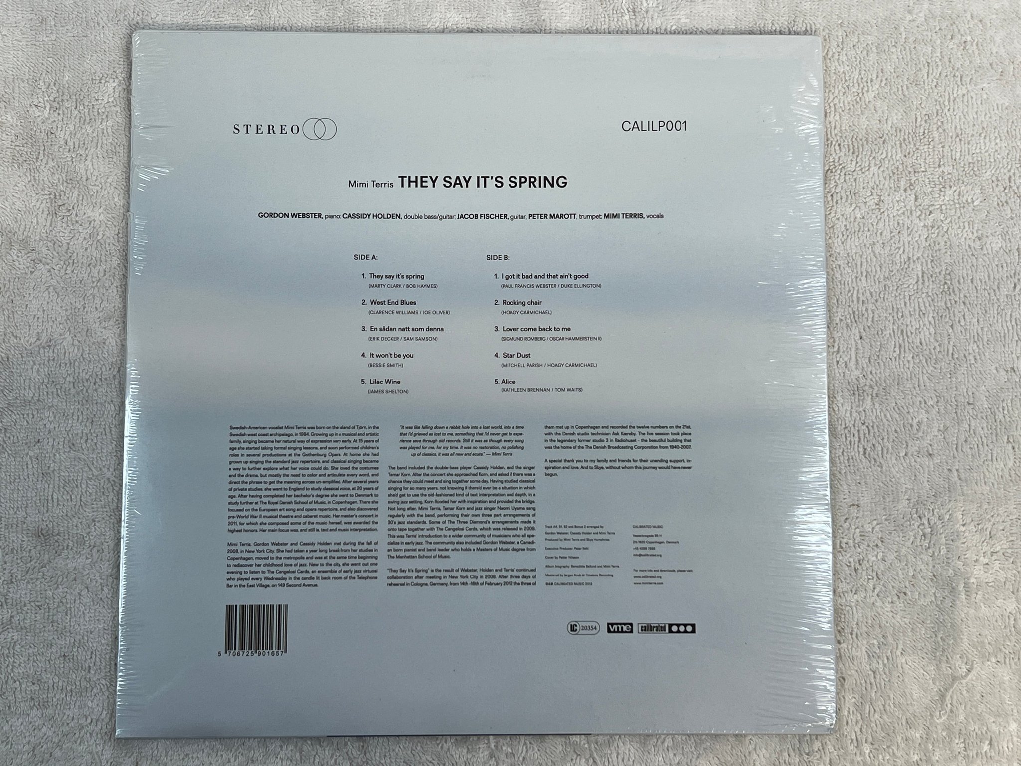 Omslagsbild för skivan Mimi Terris - They Say It's Spring LP 2013 CALILP001 Still sealed