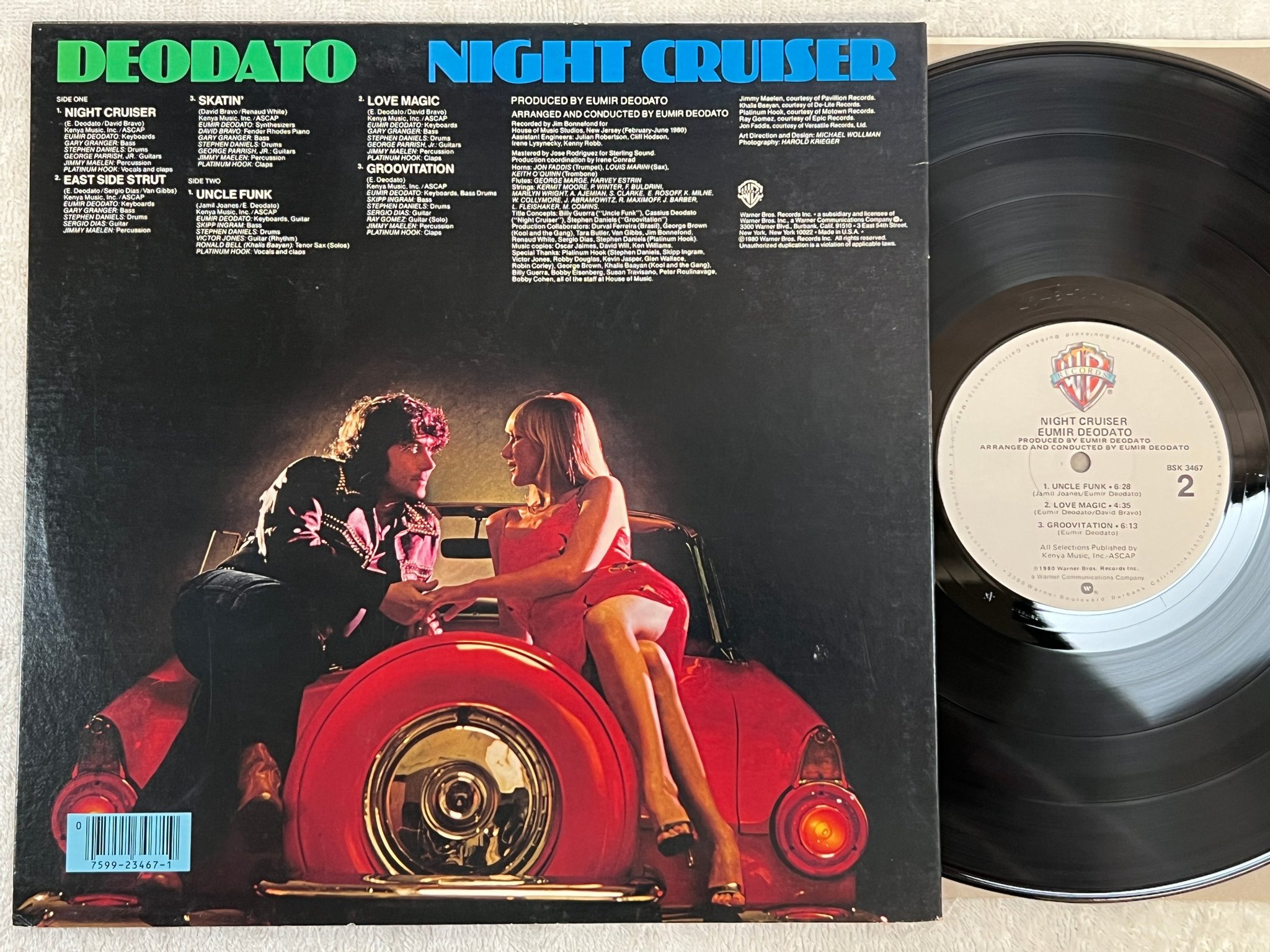 Omslagsbild för skivan DEODATO night cruiser LP -80 US WARNER BROS BSK 3467
