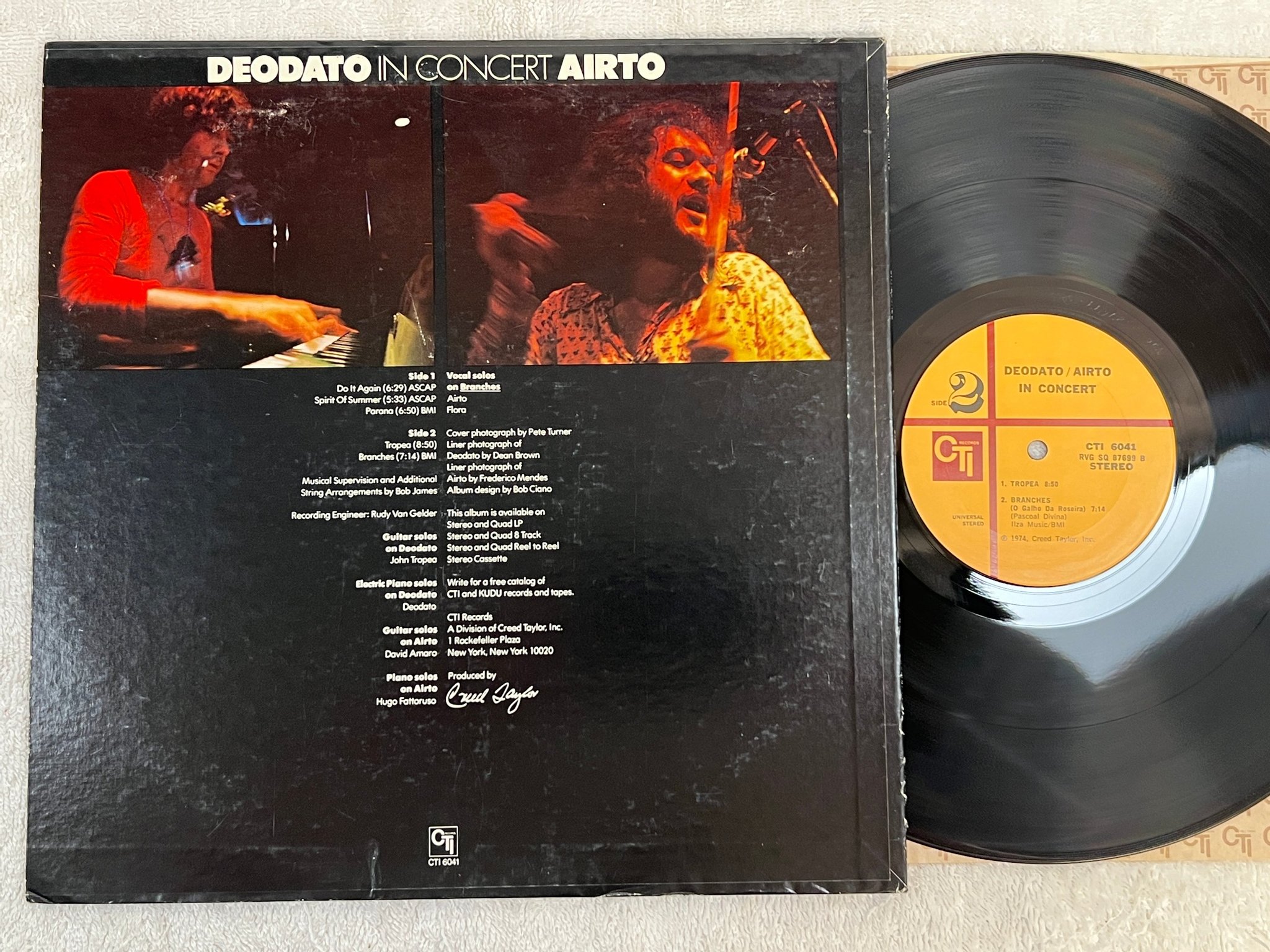 Omslagsbild för skivan DEODATO / AIRTO in concert LP -74 US CTI 6041