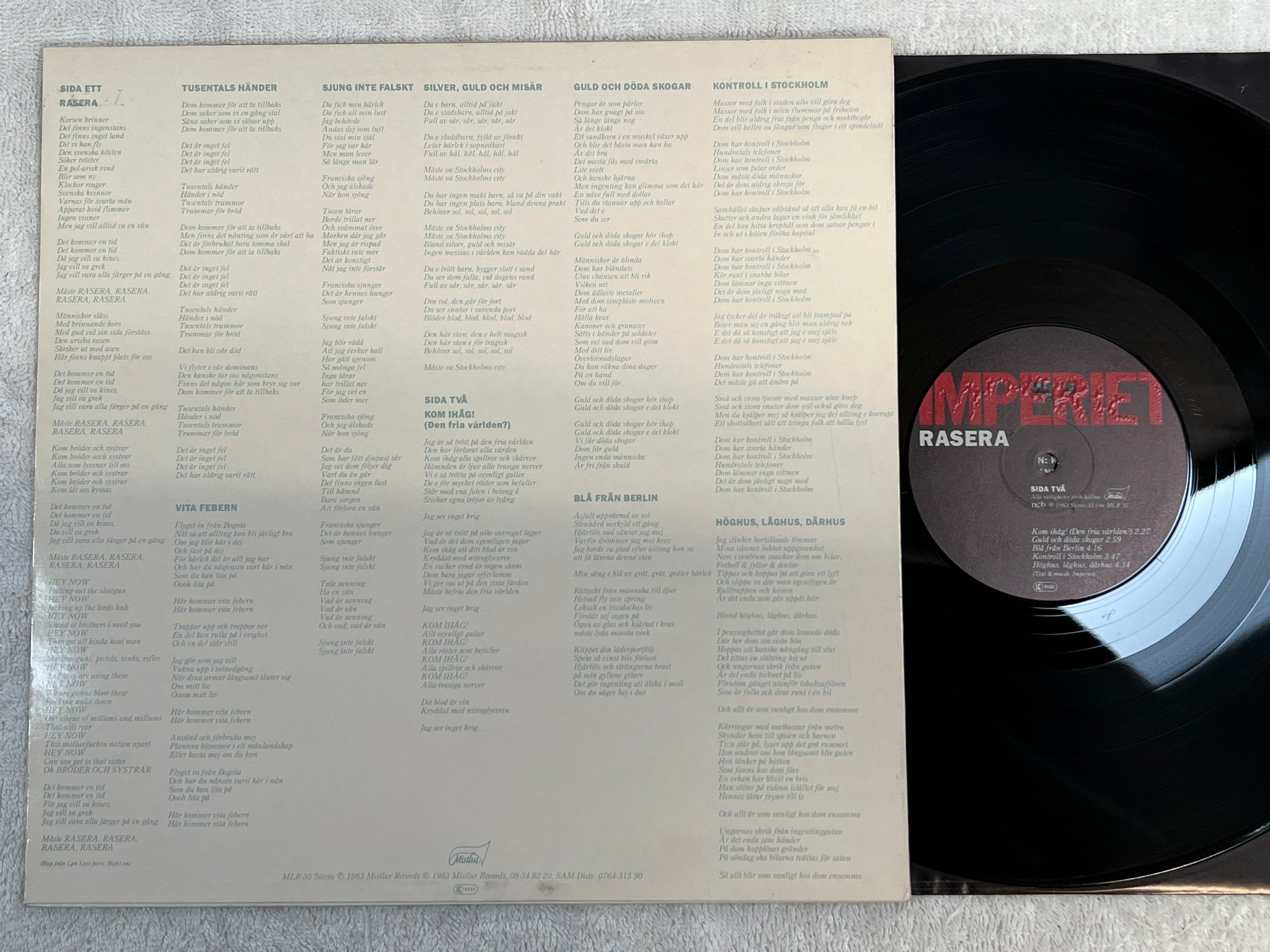 Omslagsbild för skivan IMPERIET rasera LP -83 MISTLUR MLR 35