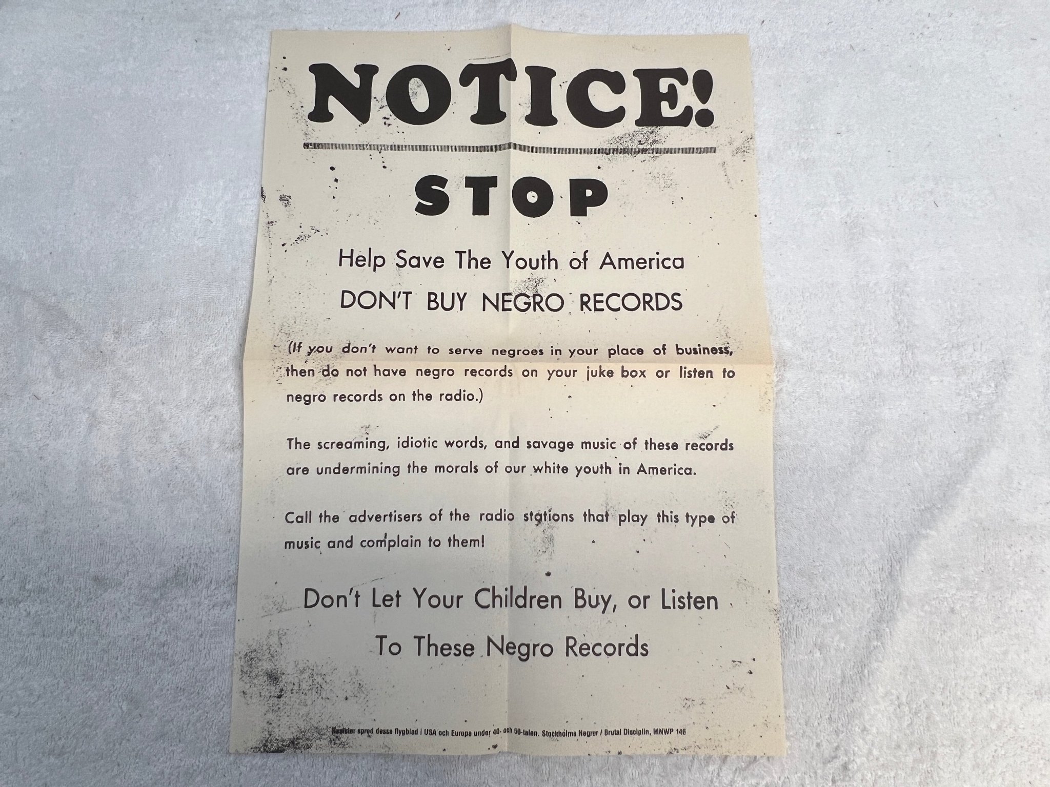 Omslagsbild för skivan STOCKHOLMS NEGRER brutal disciplin LP -85 MNW 146 *** POSTER ***