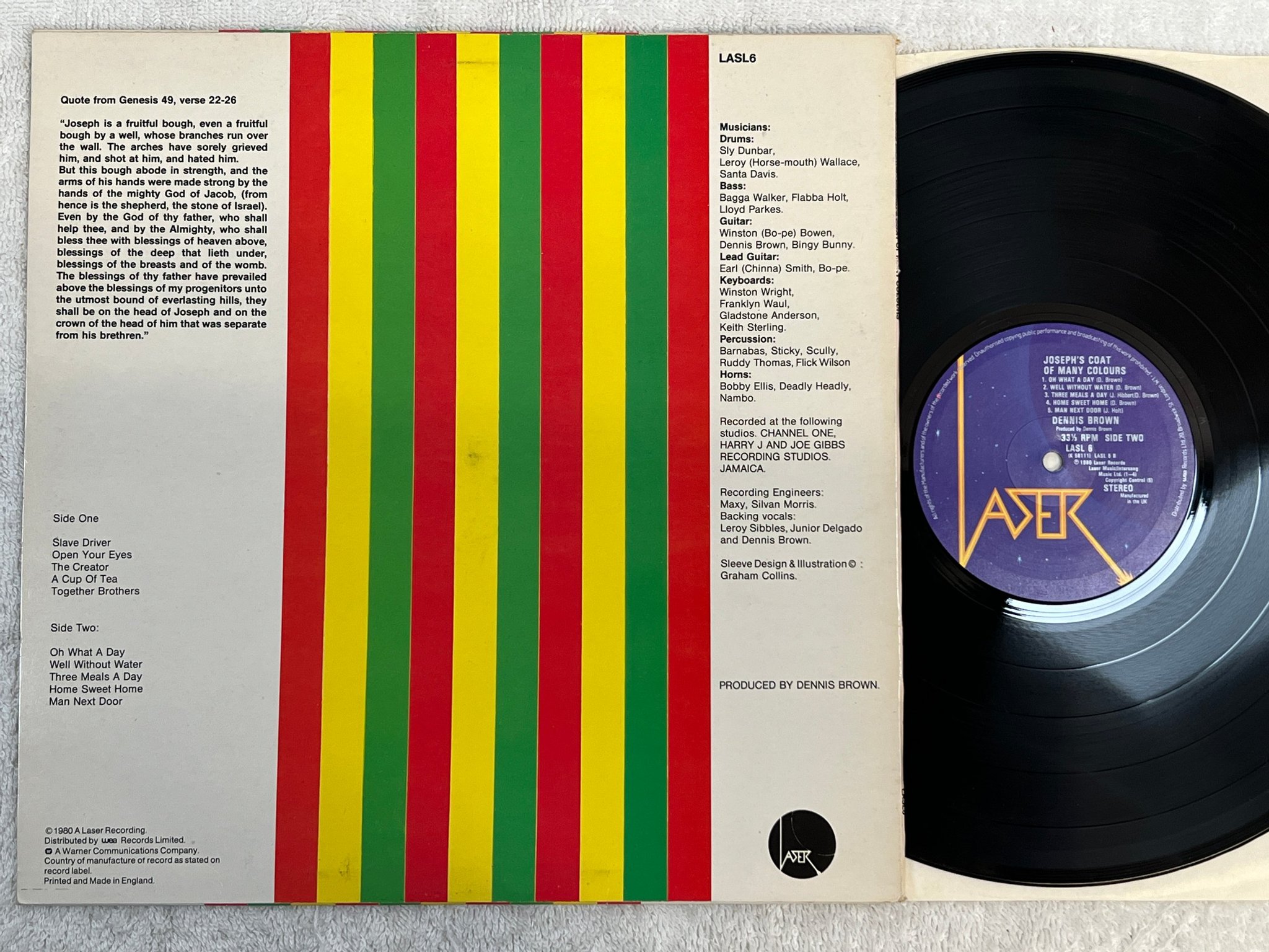 Omslagsbild för skivan DENNIS BROWN Josephs coat of many colours LP -80 UK LASER LSSL 6 * the creator *