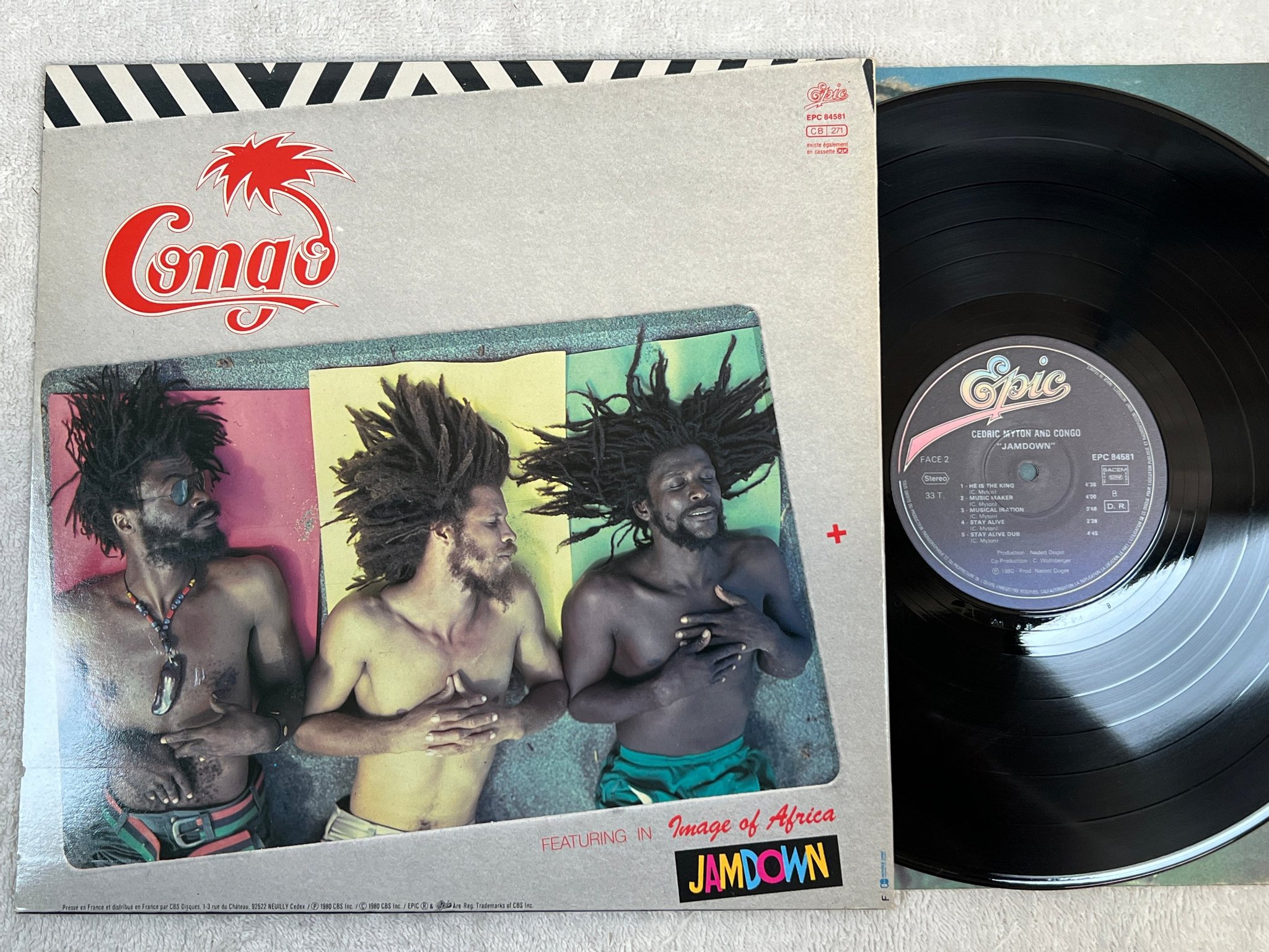 Omslagsbild för skivan CEDRIC MYTON AND CONGO jamdown LP -80 Fra EPIC EPC 84581