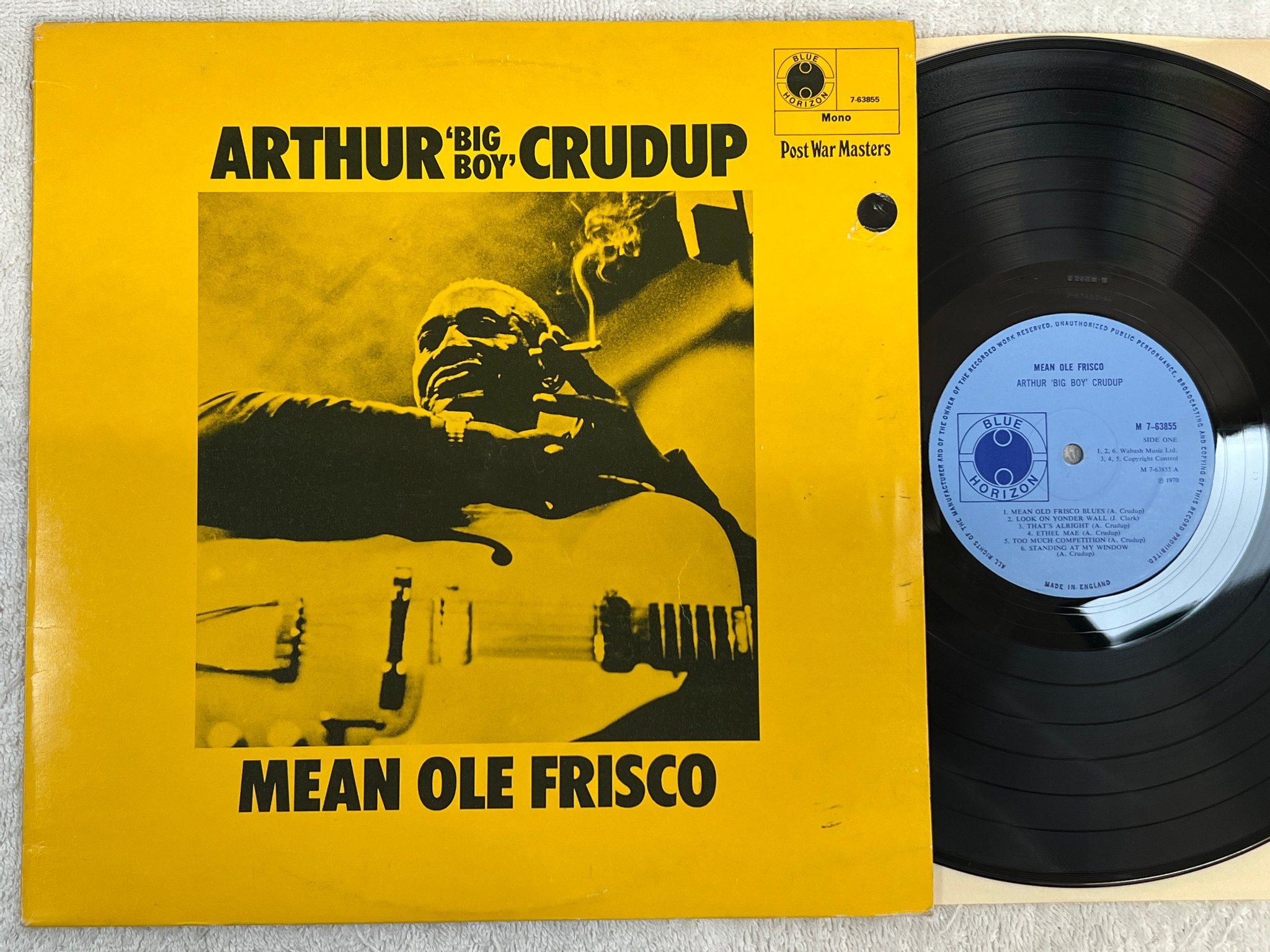 Omslagsbild för skivan ARTHUR "BIG BOY" CRUDUP mean ole Frisco LP -70 UK mono BLUE HORIZON M 7-63855
