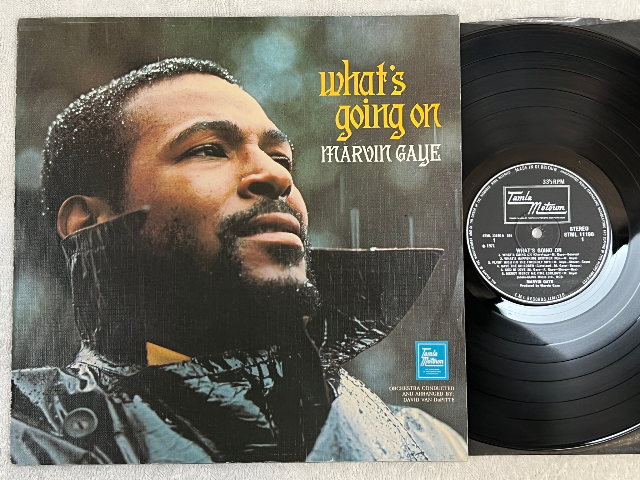 Omslagsbild för skivan MARVIN GAYE what's going on LP -71 UK TAMLA MOTOWN STML 11190 ** MASTERPIECE **