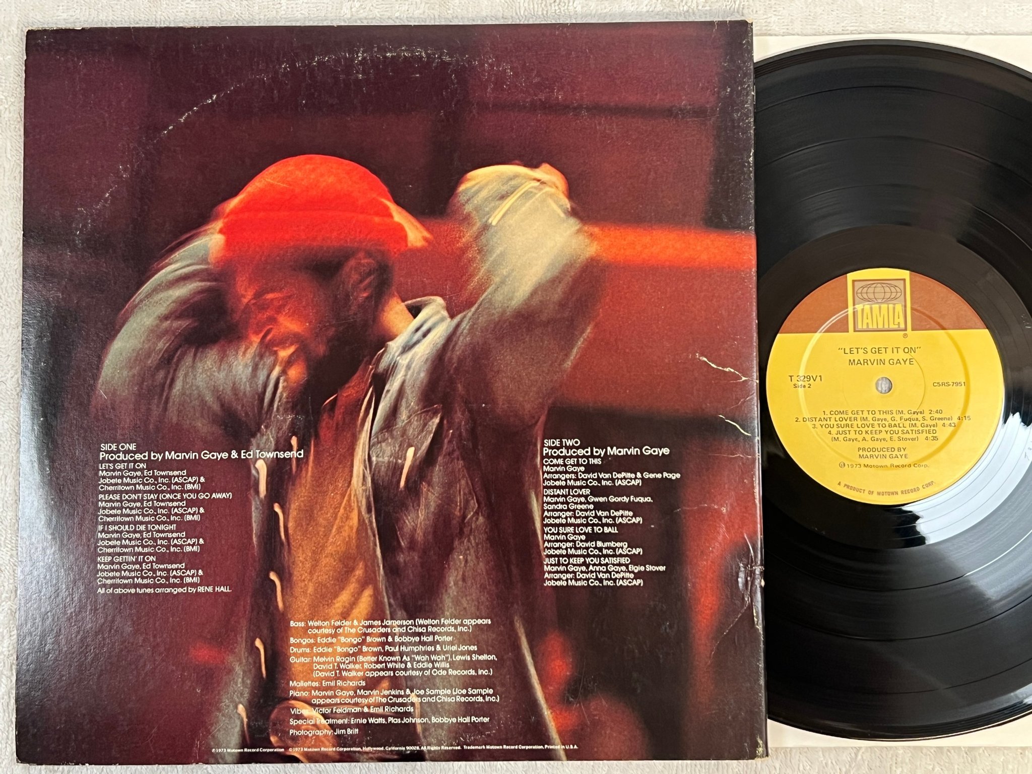 Omslagsbild för skivan MARVIN GAYE let's get it on LP -73 US TAMLA T 329V1 ** CLASSIC SOUL ANTHEM**