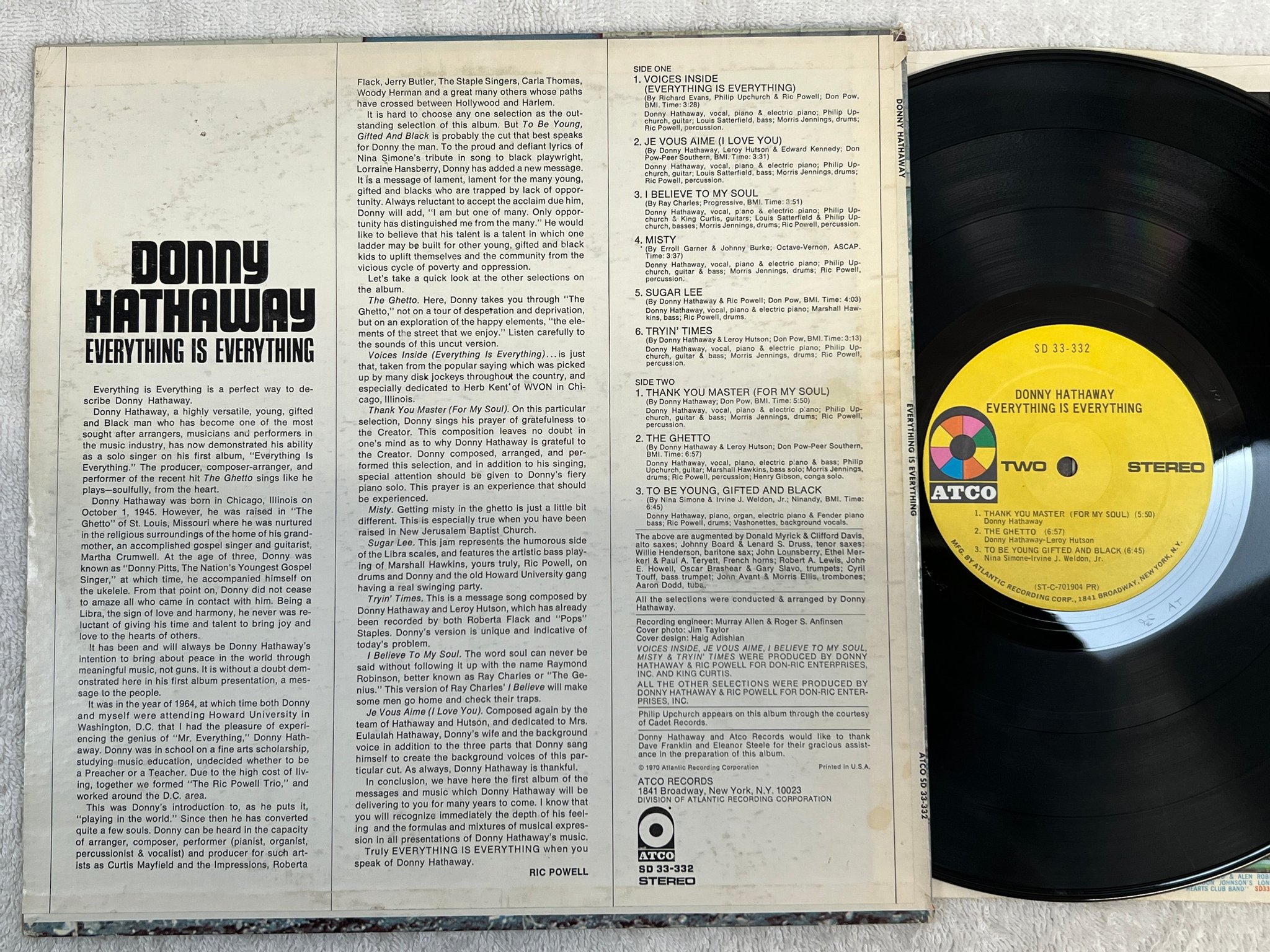 Omslagsbild för skivan DONNY HATHAWAY Everything Is Everything LP -70 US ATCO SD 33-332