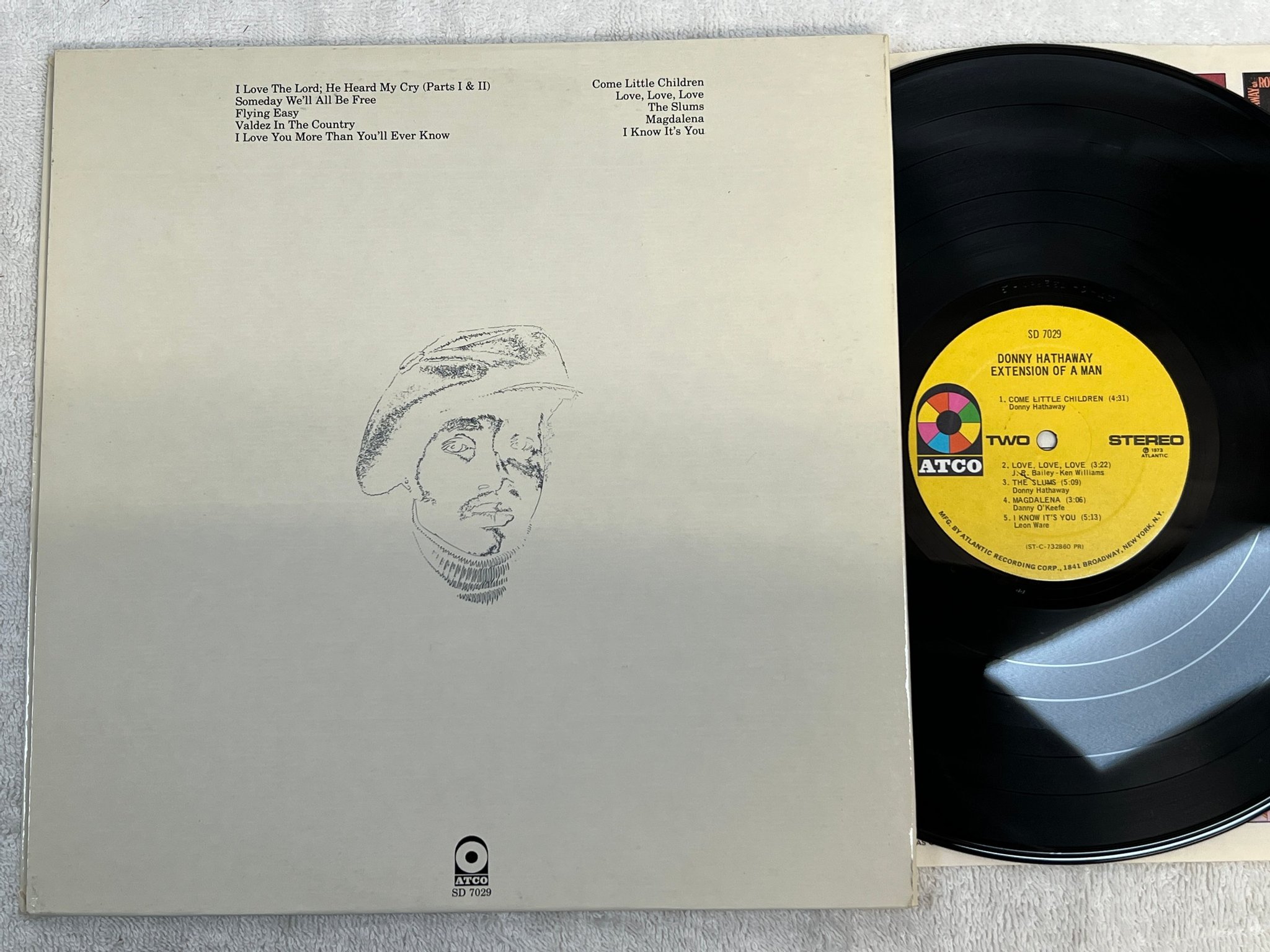 Omslagsbild för skivan DONNY HATHAWAY extension of a man LP -73 US ATCO SD 7029