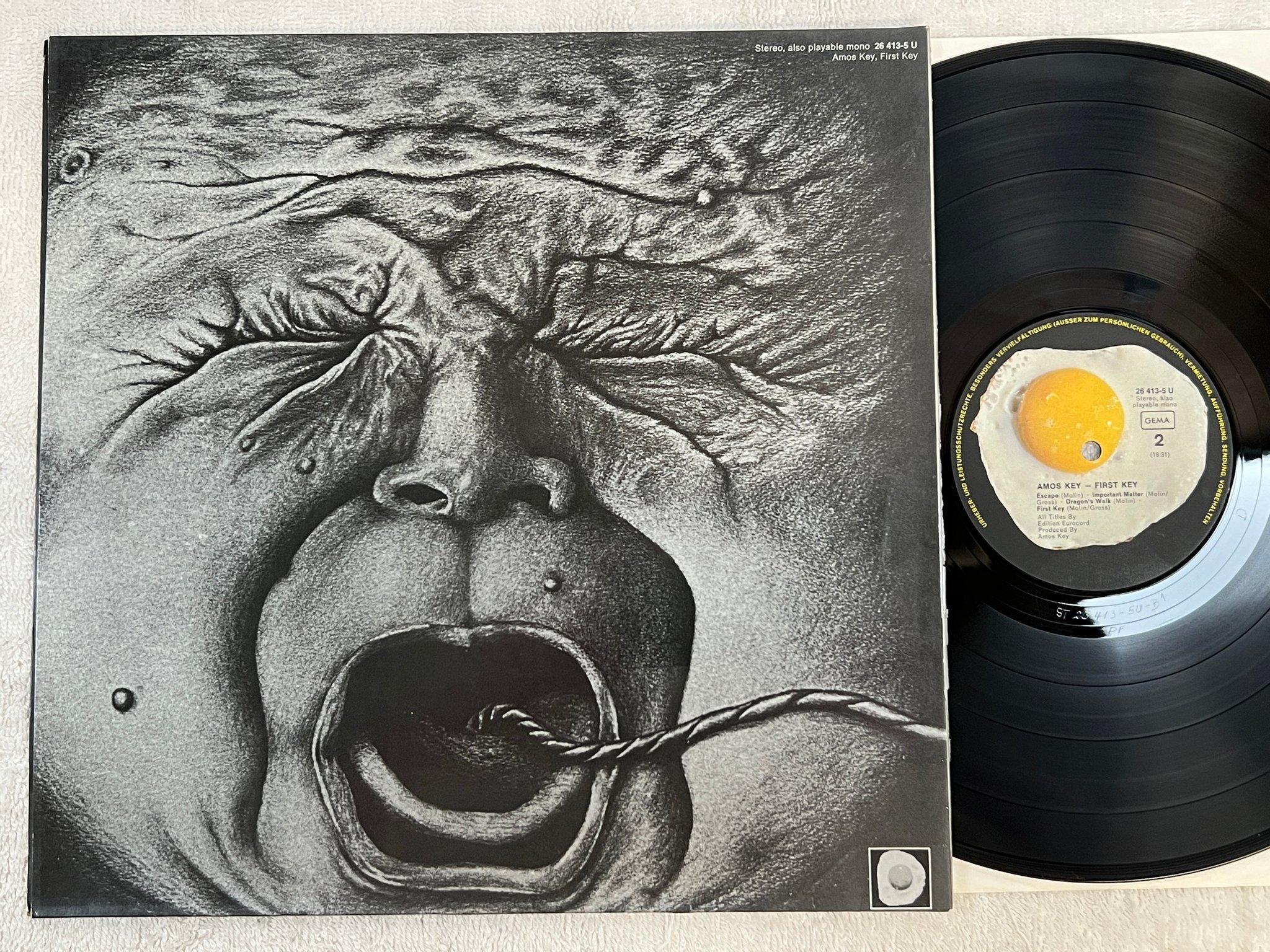 Omslagsbild för skivan AMOS KEY first key LP -74 Ger SPIEGELEI 26 413-5 U *** KRAUTROCK ***