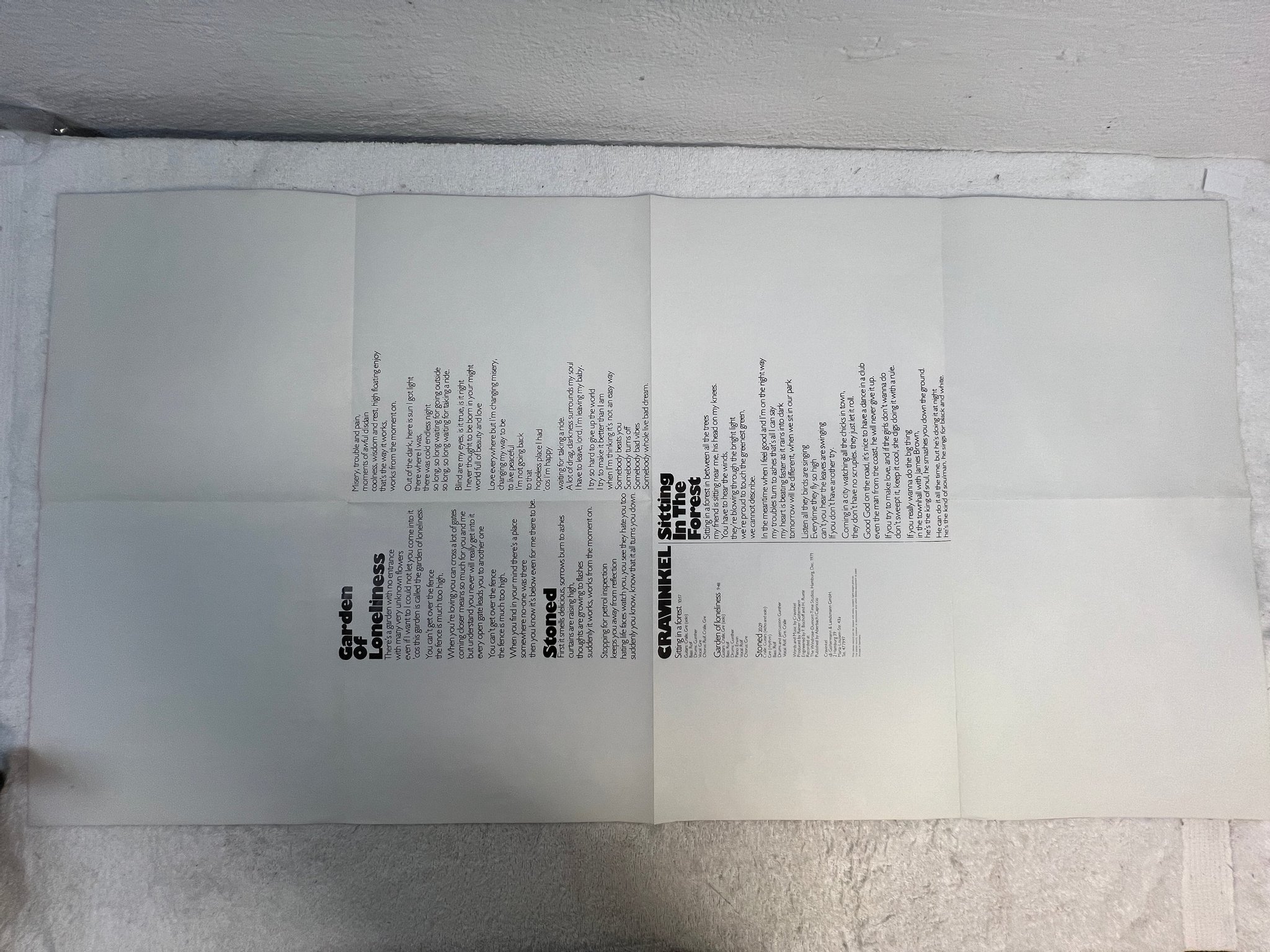 Omslagsbild för skivan CRAVINKEL Garden Of Loneliness LP -71 Ger PHILIPS 6305 124 **** W/ POSTER ****