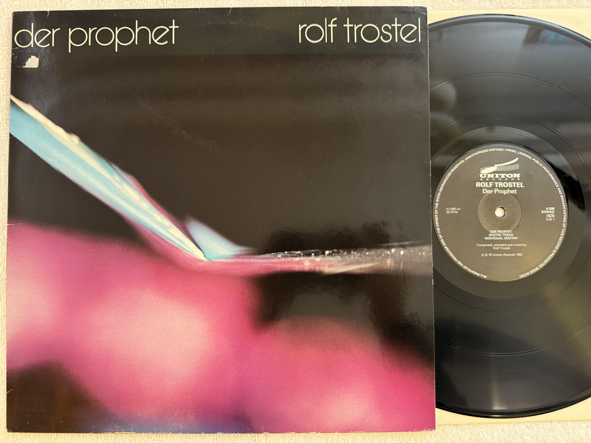 Omslagsbild för skivan ROLF TROSTEL der prophet LP -82 ncb UNITON U 008 ** BERLIN SCHOOL **