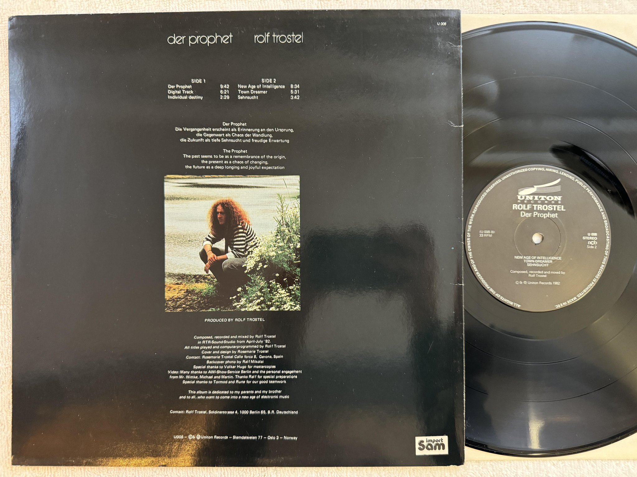 Omslagsbild för skivan ROLF TROSTEL der prophet LP -82 ncb UNITON U 008 ** BERLIN SCHOOL **