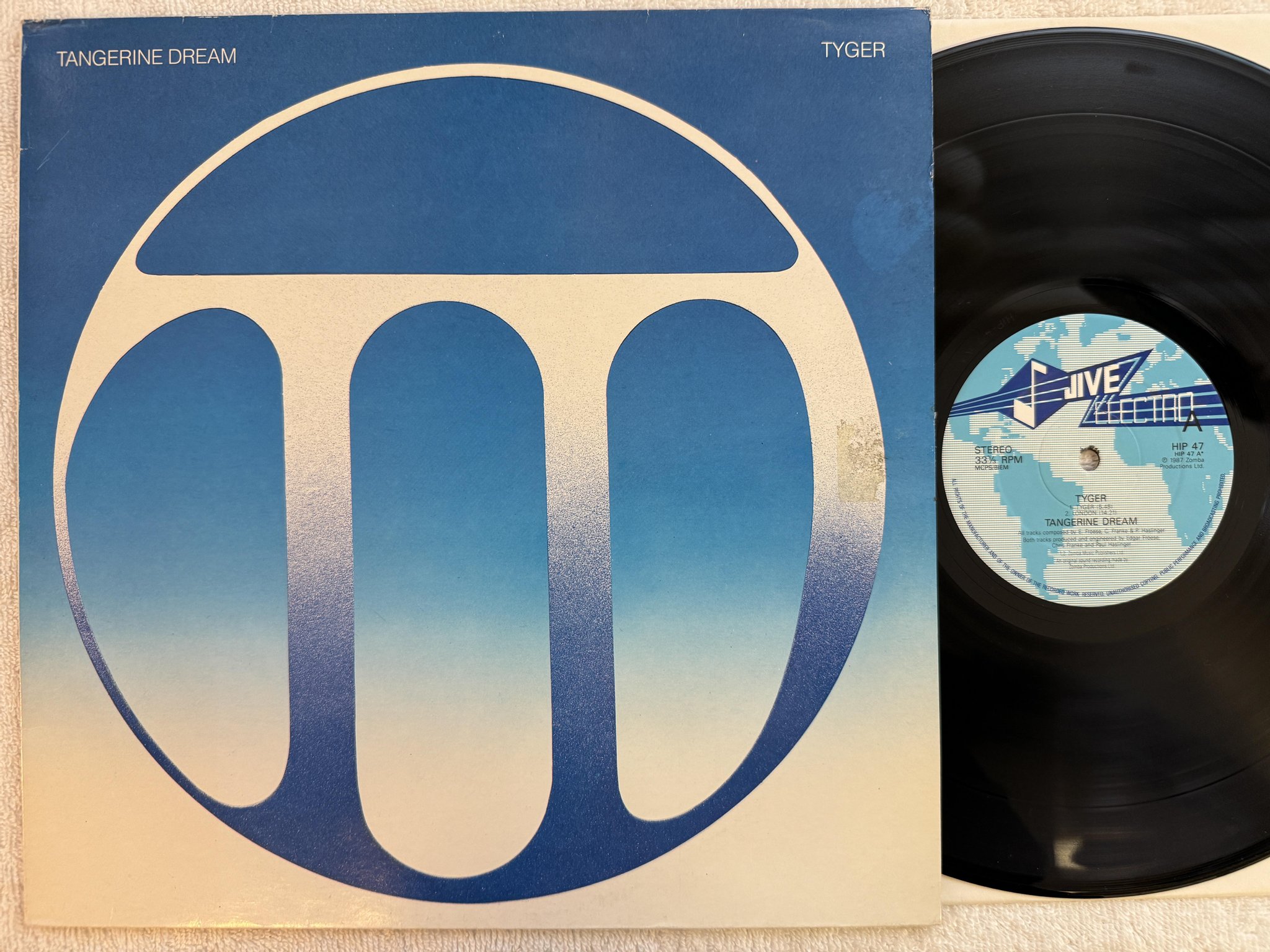 Omslagsbild för skivan TANGERINE DREAM tyger LP -87 UK JIVE ELECTRO HIP-47