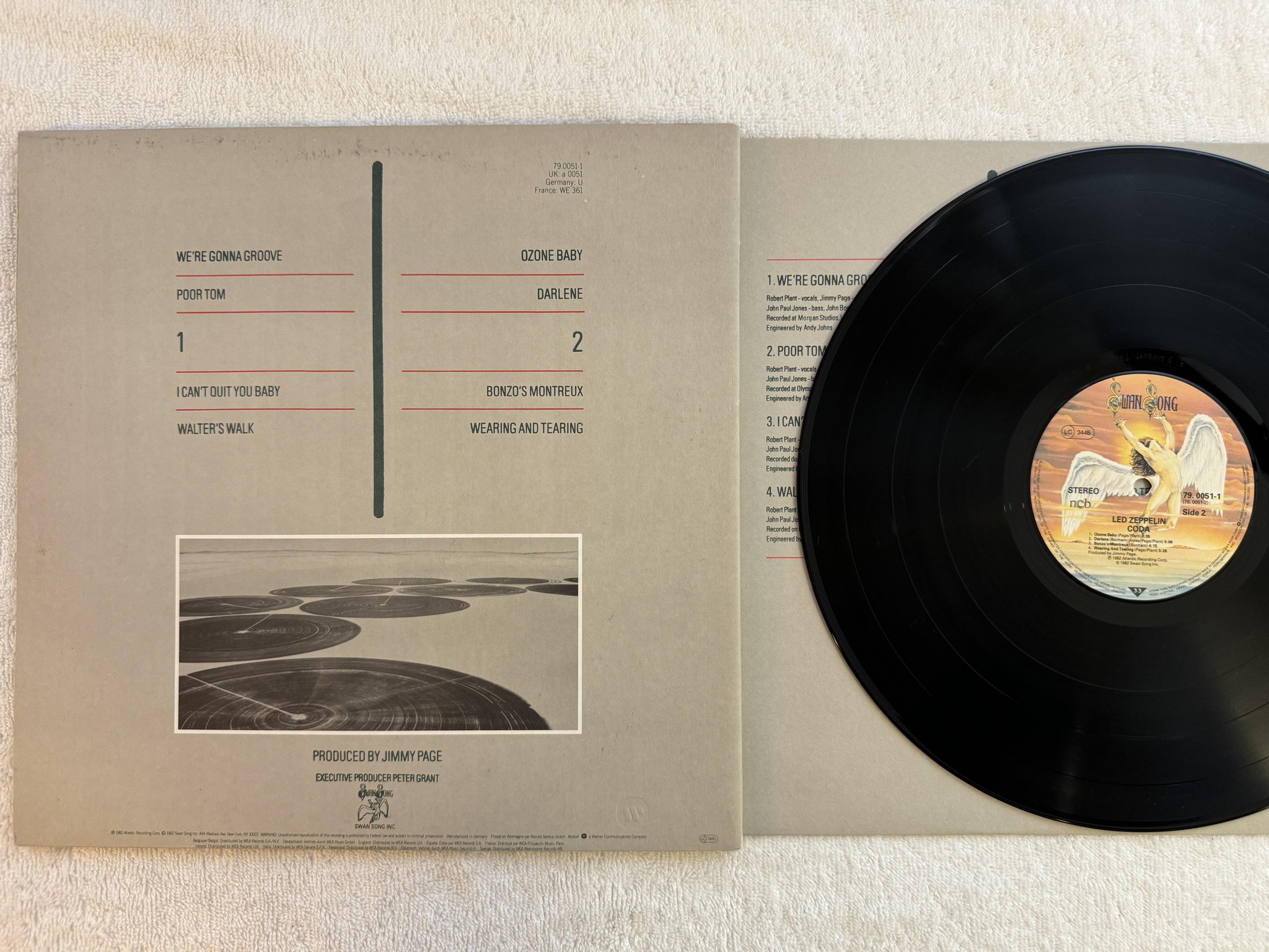 Omslagsbild för skivan LED ZEPPELIN coda LP re ncb ATLANTIC 79 0051-1