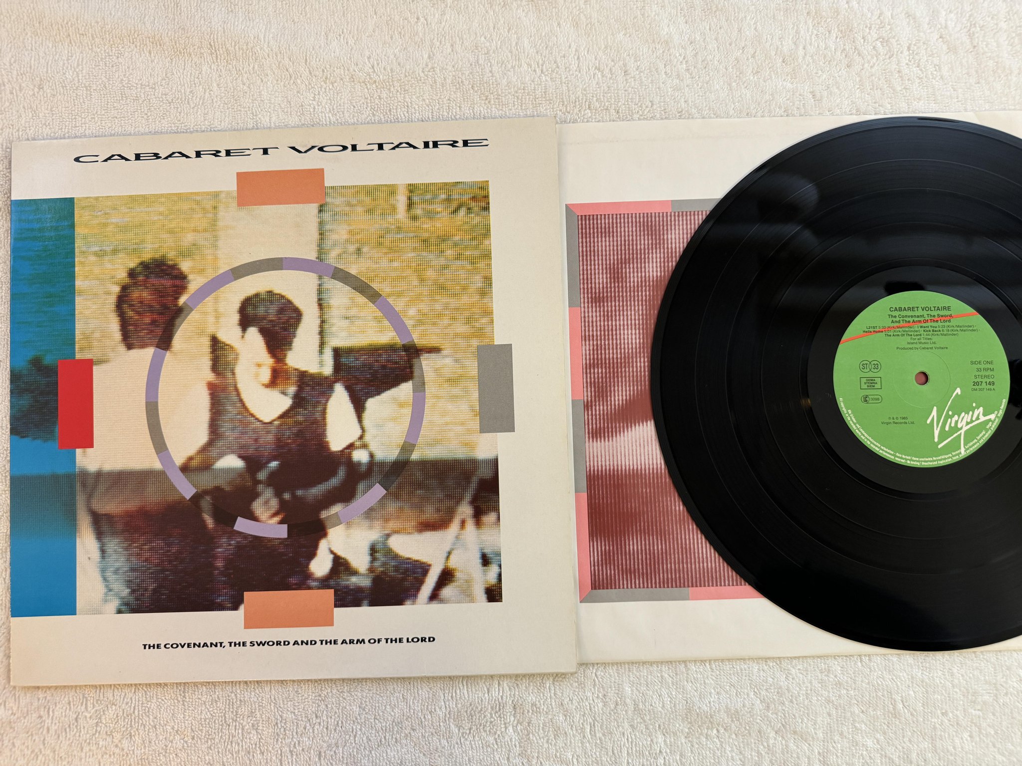 Omslagsbild för skivan CABARET VOLTAIRE The Covenant, The Sword And The Arm Of The Lord LP -85 VIRGIN