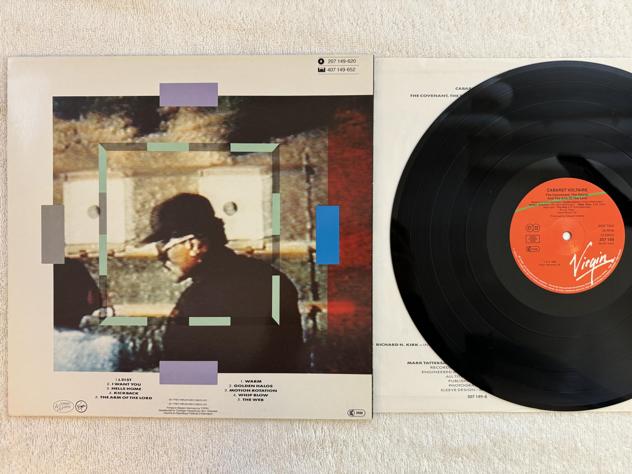 Omslagsbild för skivan CABARET VOLTAIRE The Covenant, The Sword And The Arm Of The Lord LP -85 VIRGIN