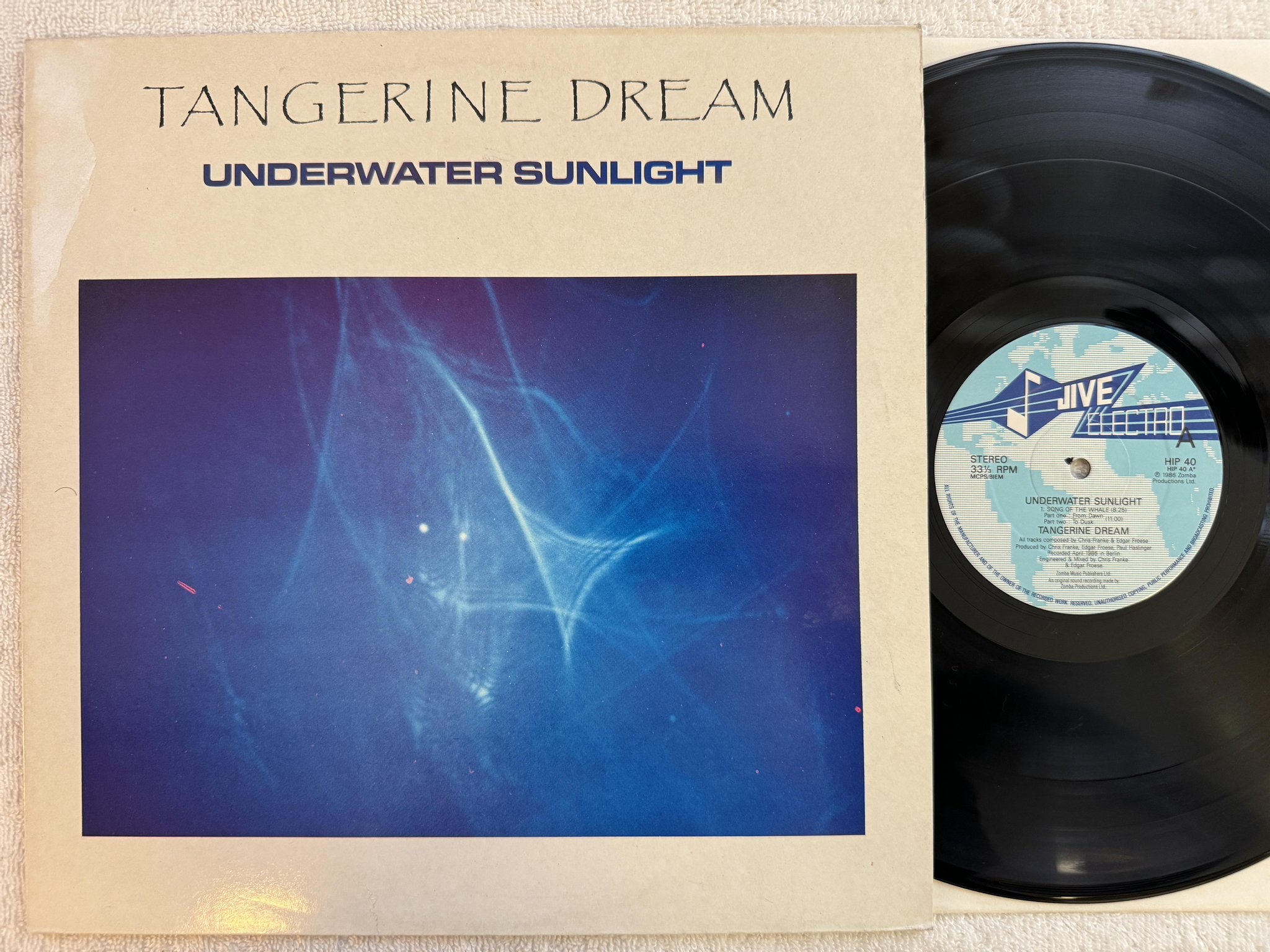 Omslagsbild för skivan TANGERINE DREAM underwater sunlight LP -86 UK JIVE ELECTRO HIP-40