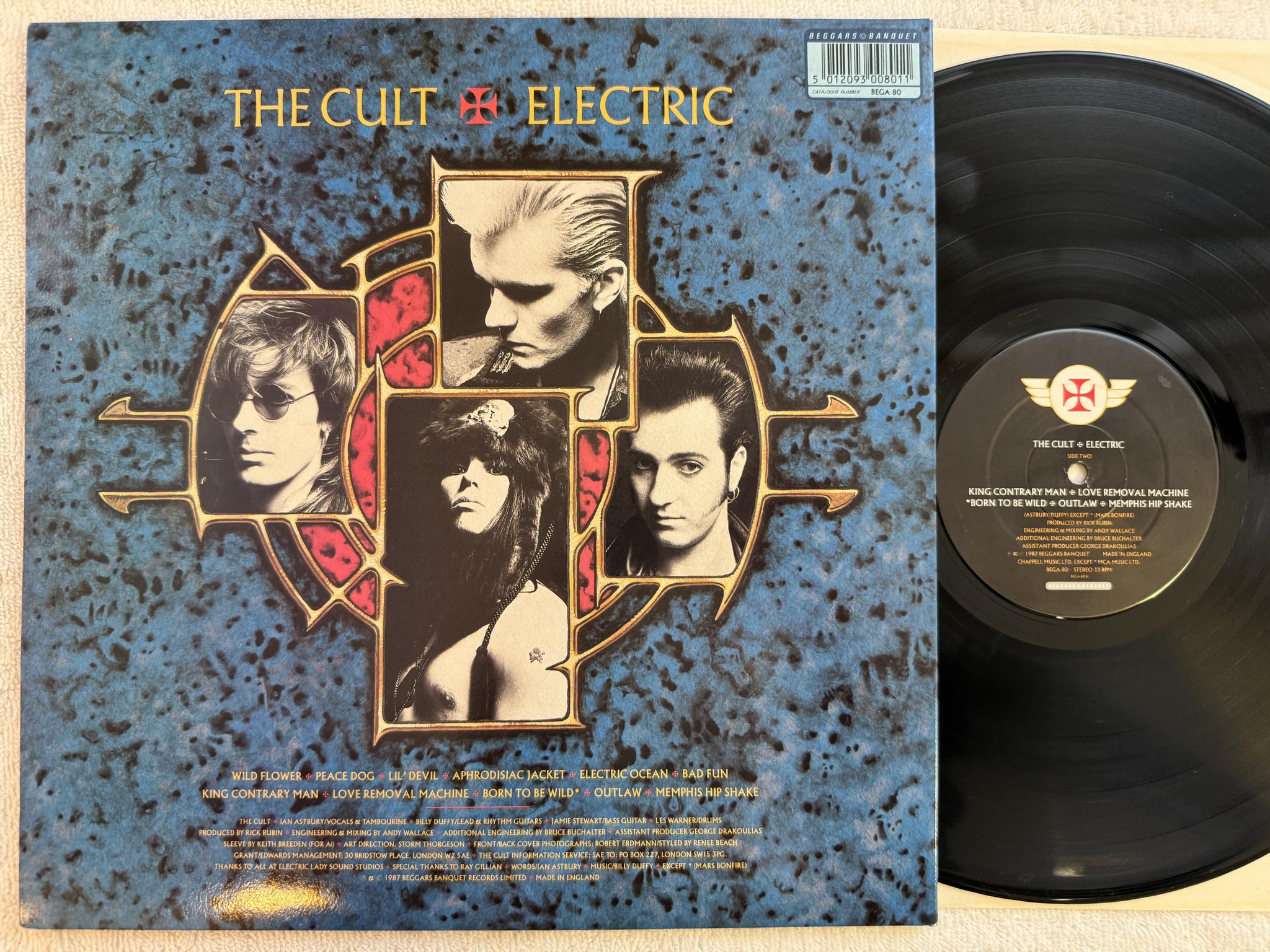 Omslagsbild för skivan THE CULT electric LP -87 UK BEGGARS BANQUET BEGA 80