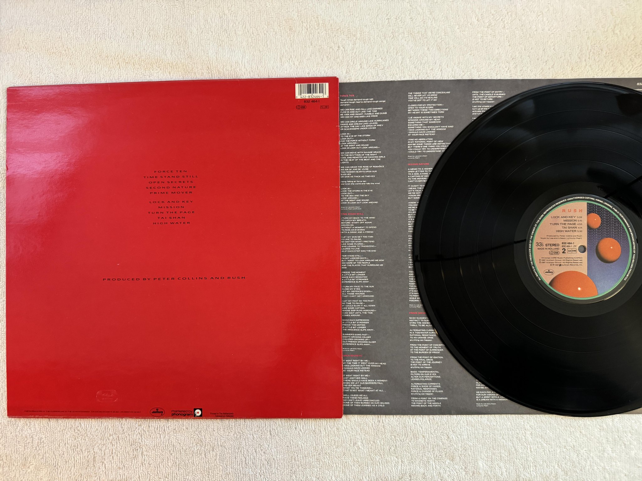 Omslagsbild för skivan RUSH hold your fire LP -87 Hol MERCURY 832 464-1