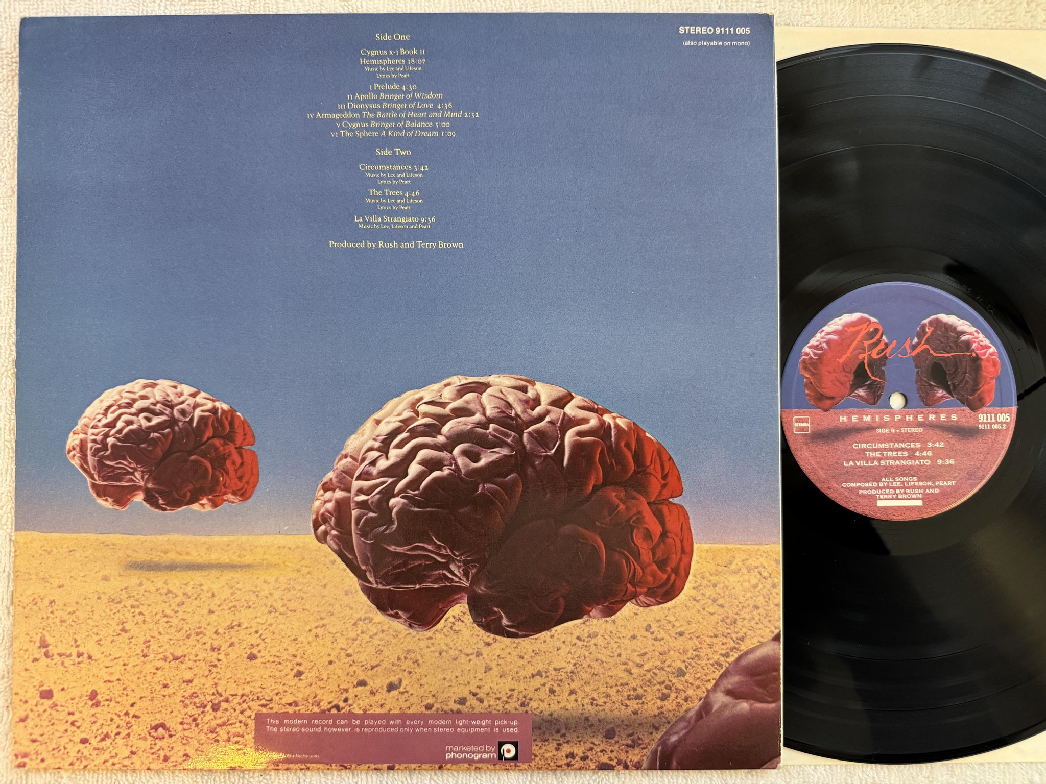 Omslagsbild för skivan RUSH hemispheres LP Hol POLYGRAM 9111 005