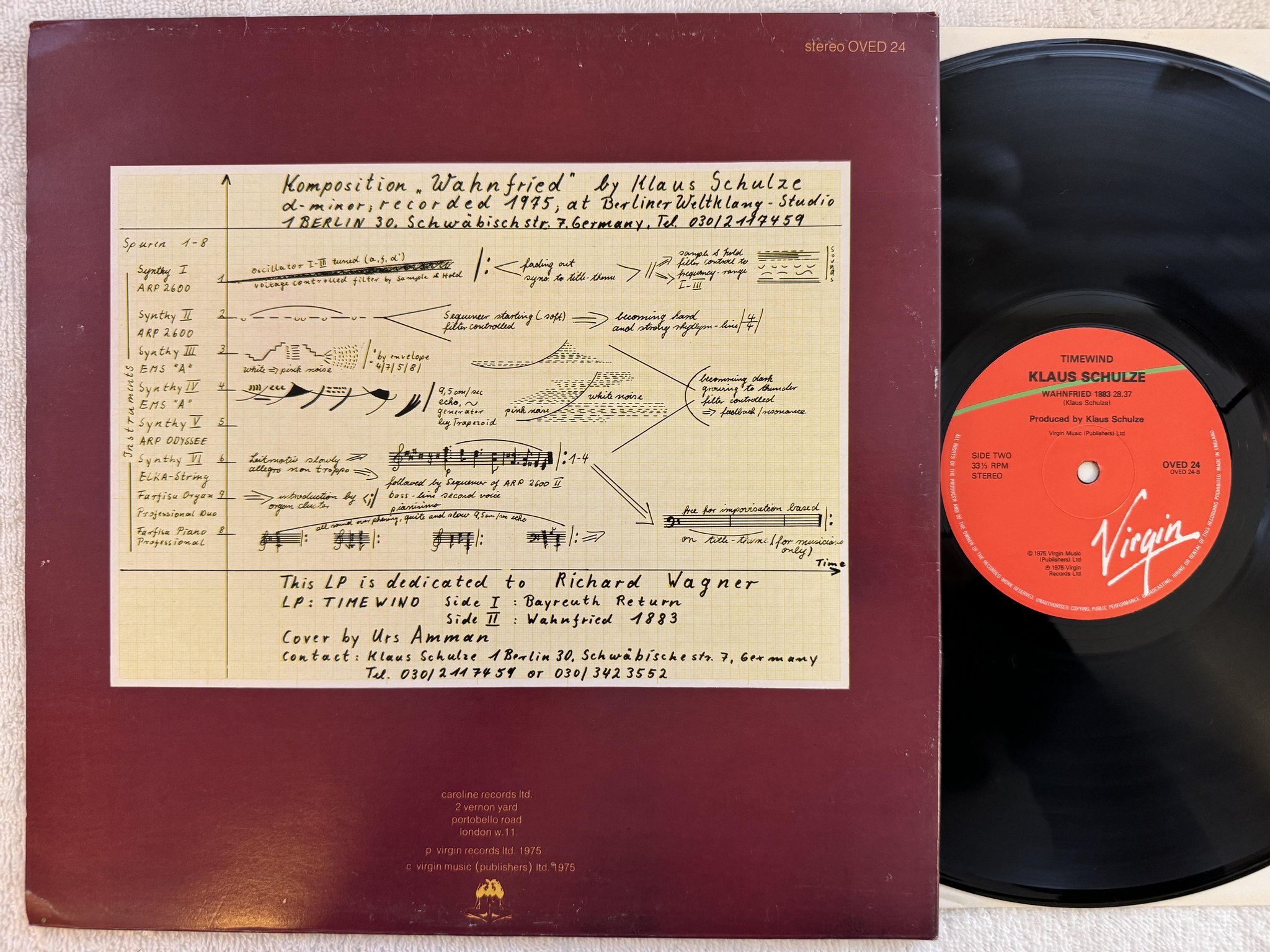 Omslagsbild för skivan KLAUS SCHULZE timewind LP UK VIRGIN OVED 24