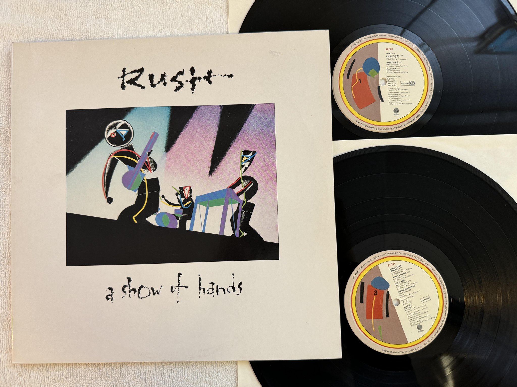 Omslagsbild för skivan RUSH A show of hands 2xLP -89 VERTIGO 836 348-1